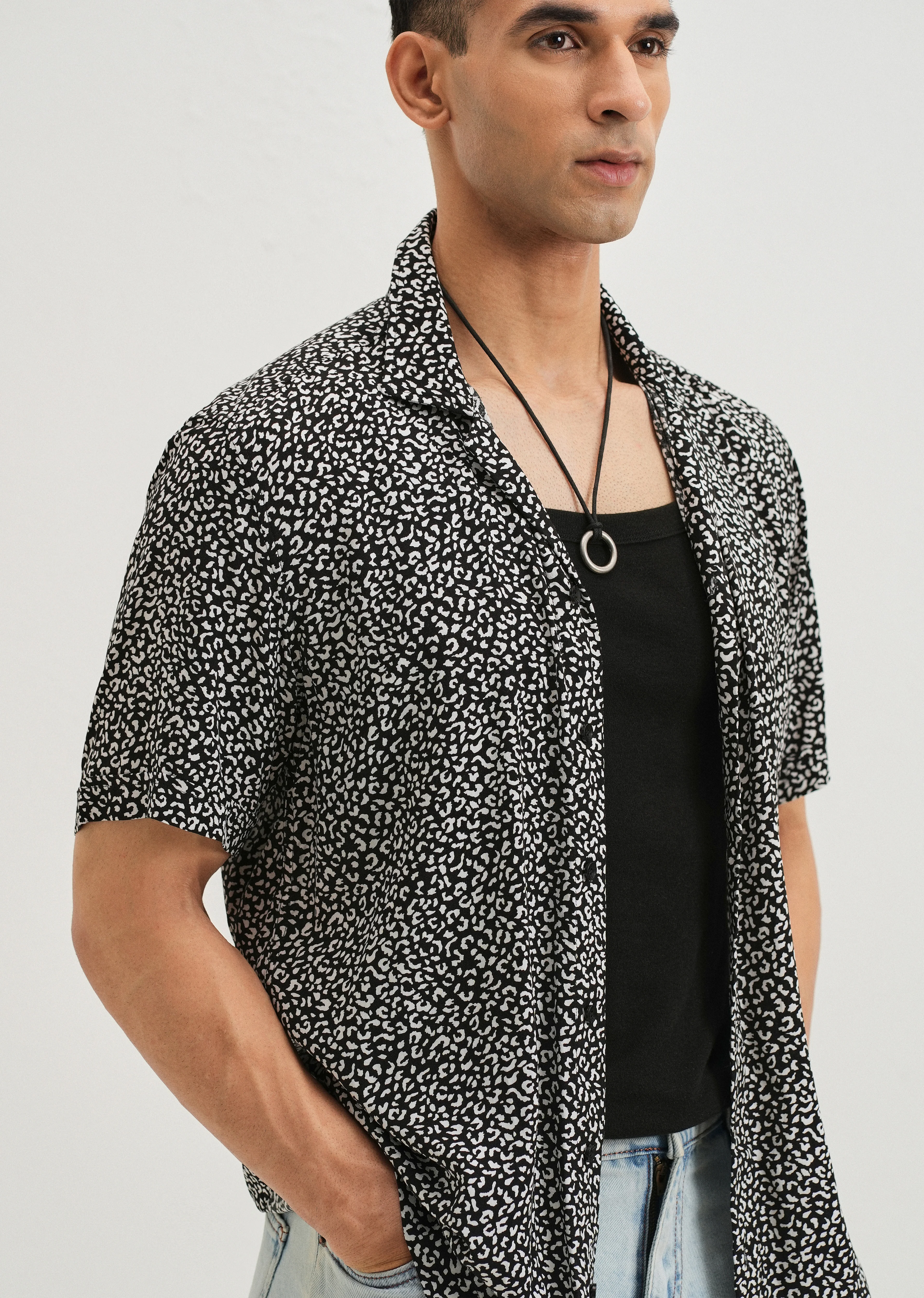 White Panthera Print Half sleeve shirt - Image 7