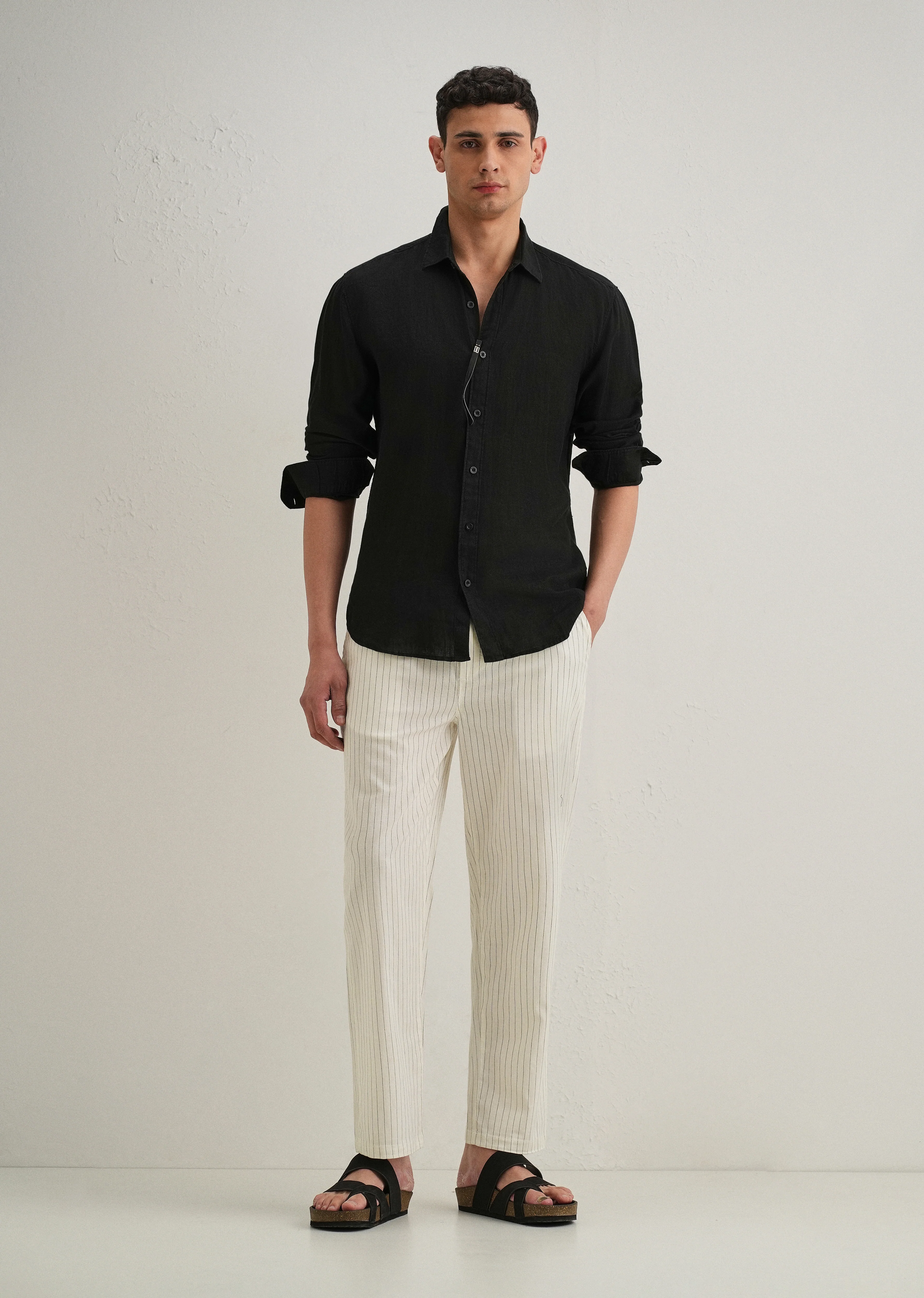 White Pin Cotton Linen Pant - Image 6