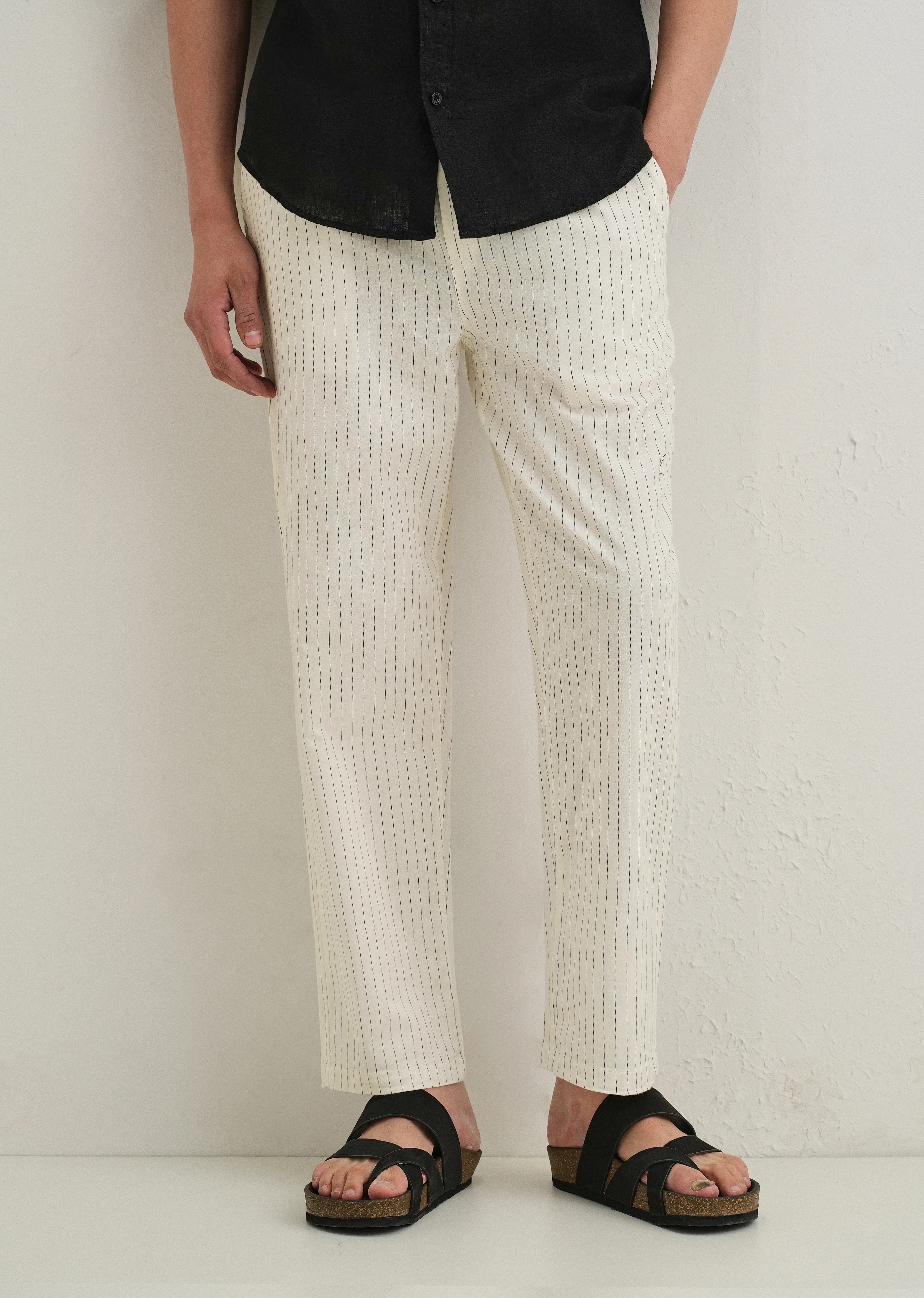 White Pin Cotton Linen Pant - Image 7