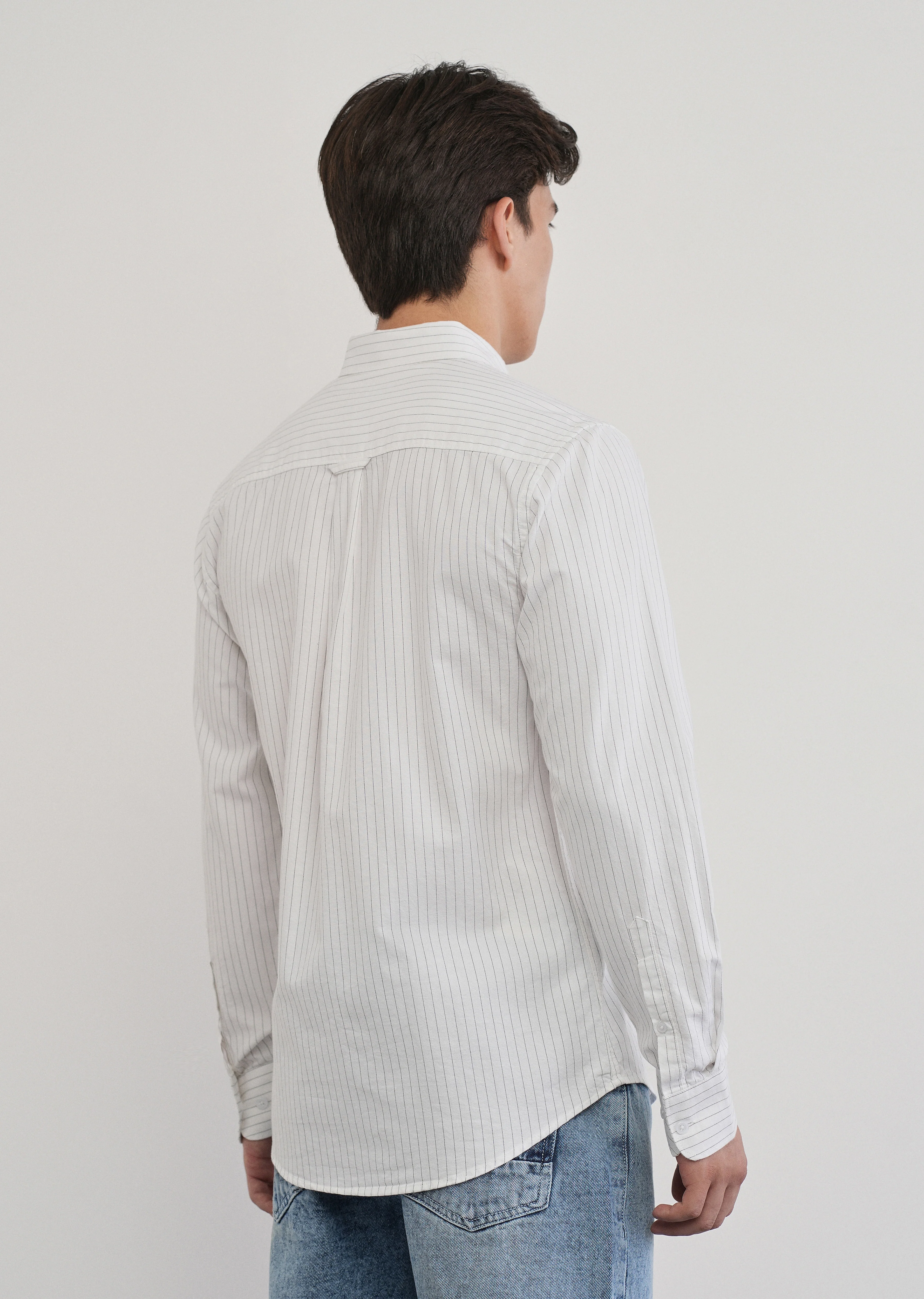 White Pinstripe Cotton Shirt - Image 2