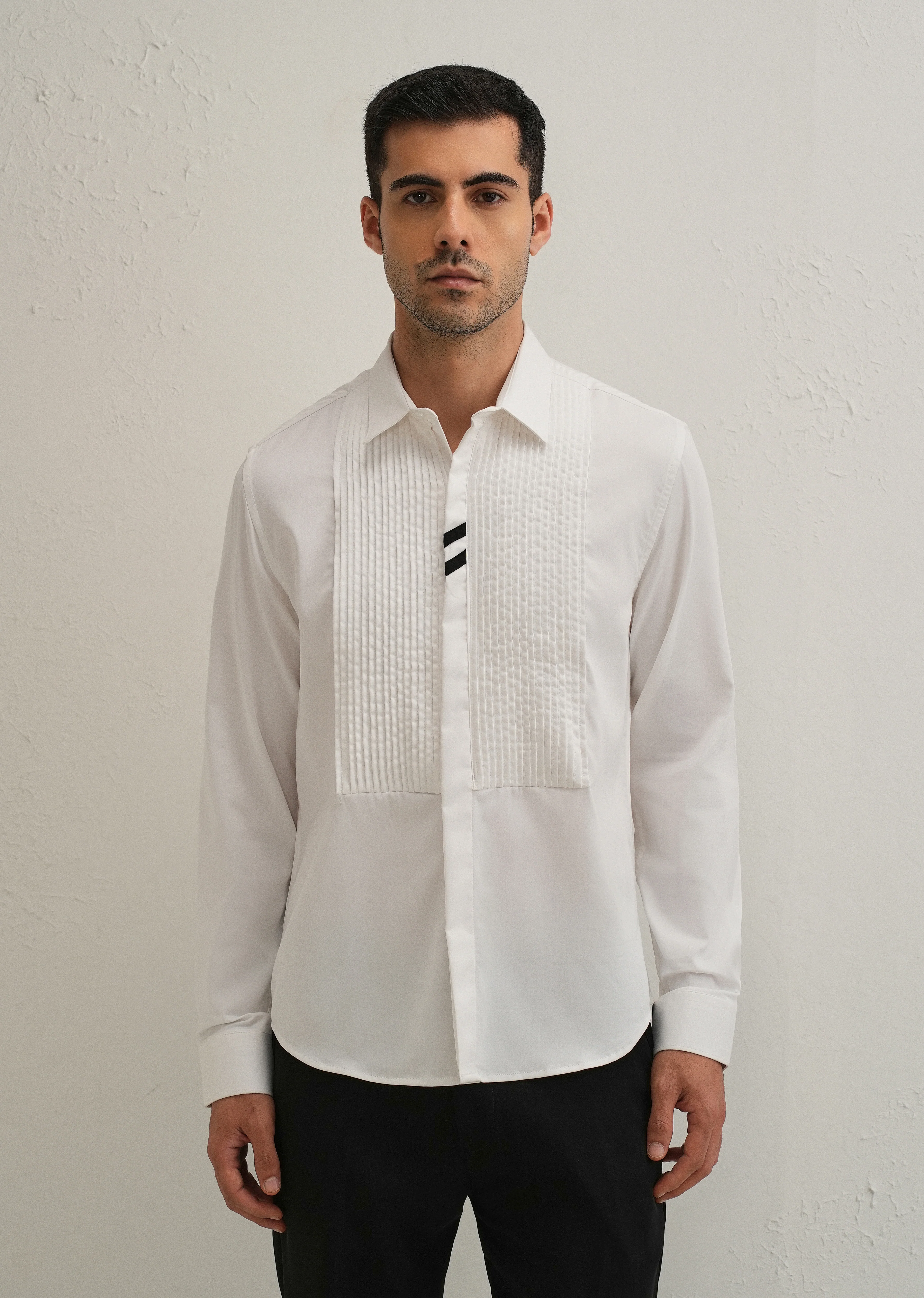 White Pintuck Pleat Designer Shirt - Image 3