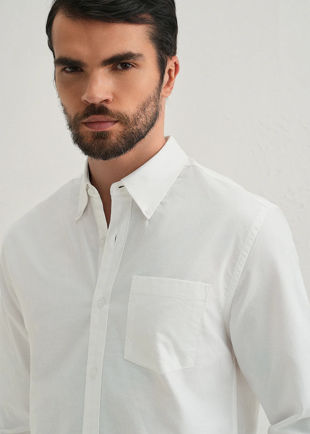 White Plain Cotton Oxford Shirt - Image 5