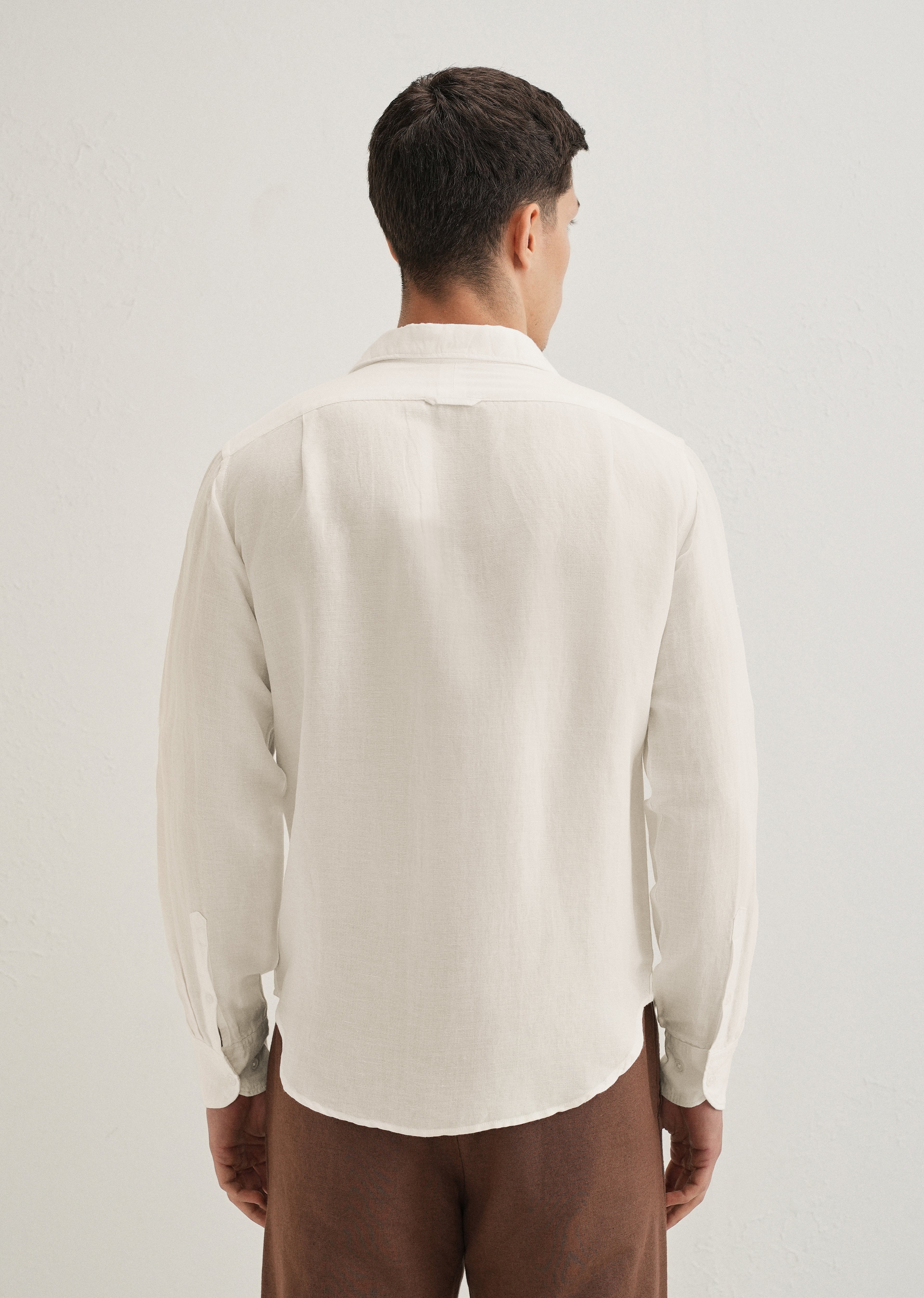 White Plain Linen Viscose Shirt - Image 5