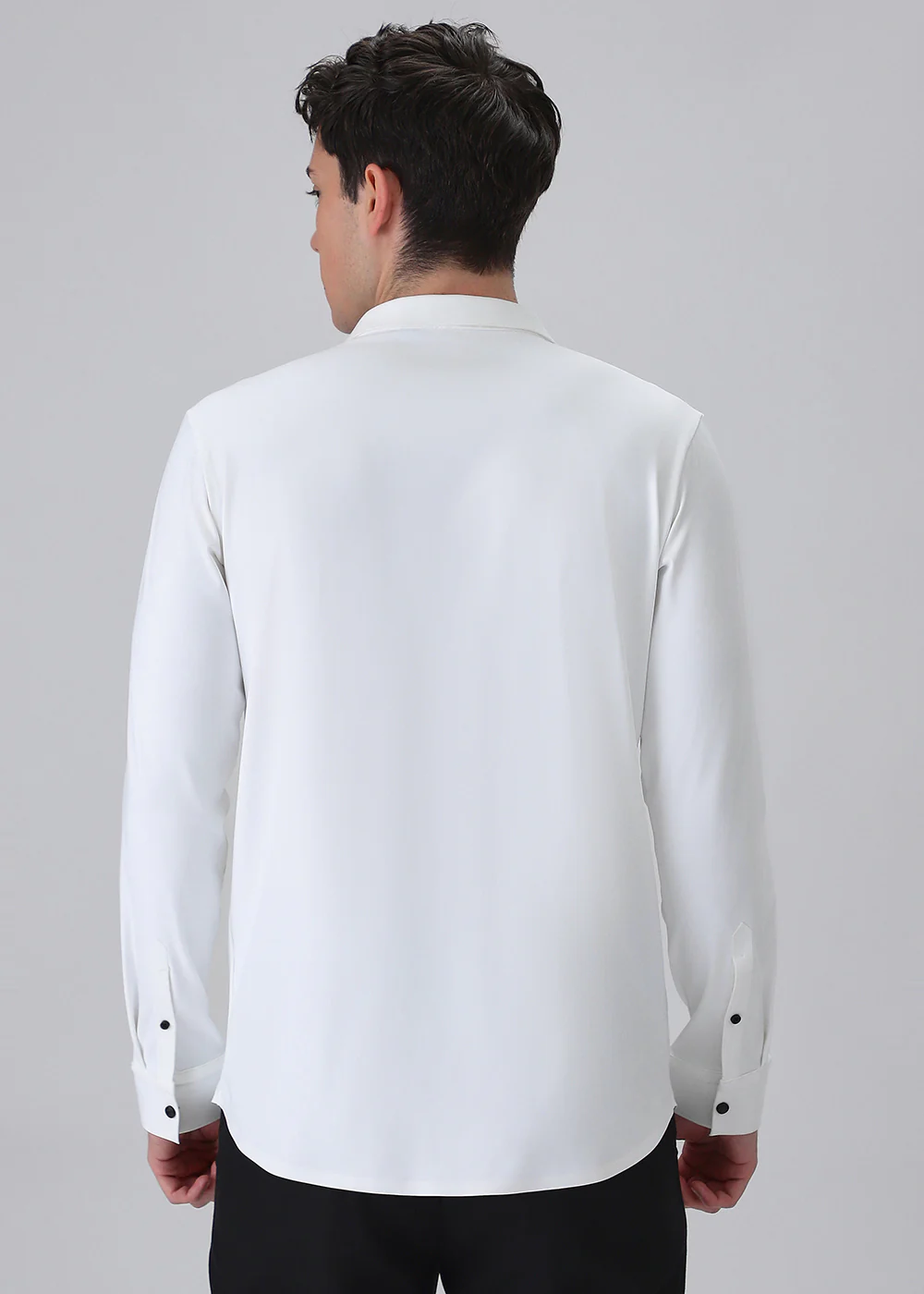 White Plain Stitchless Stretch Shirt - Image 2