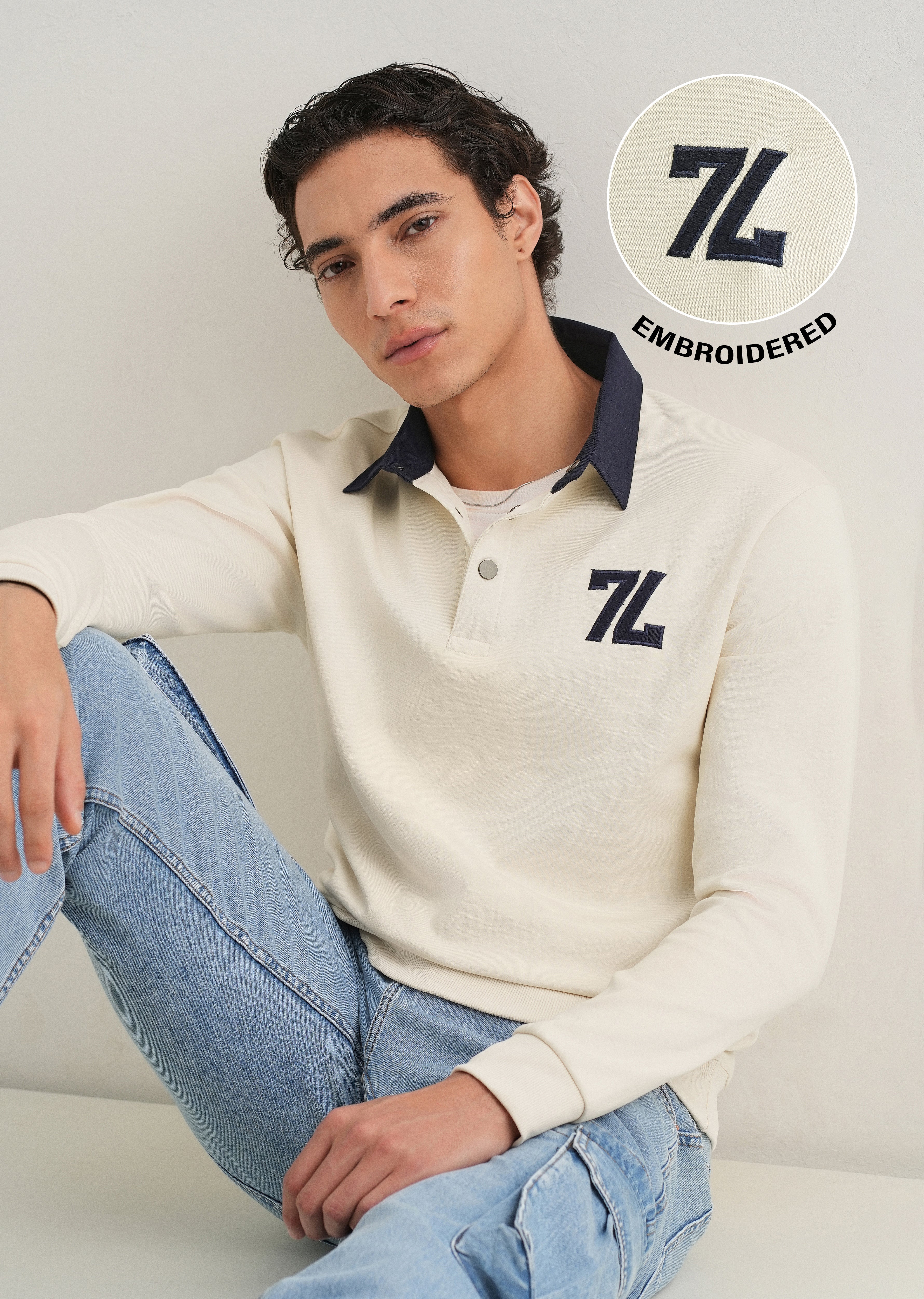 White Polo Knitted Sweatshirt - Image 7