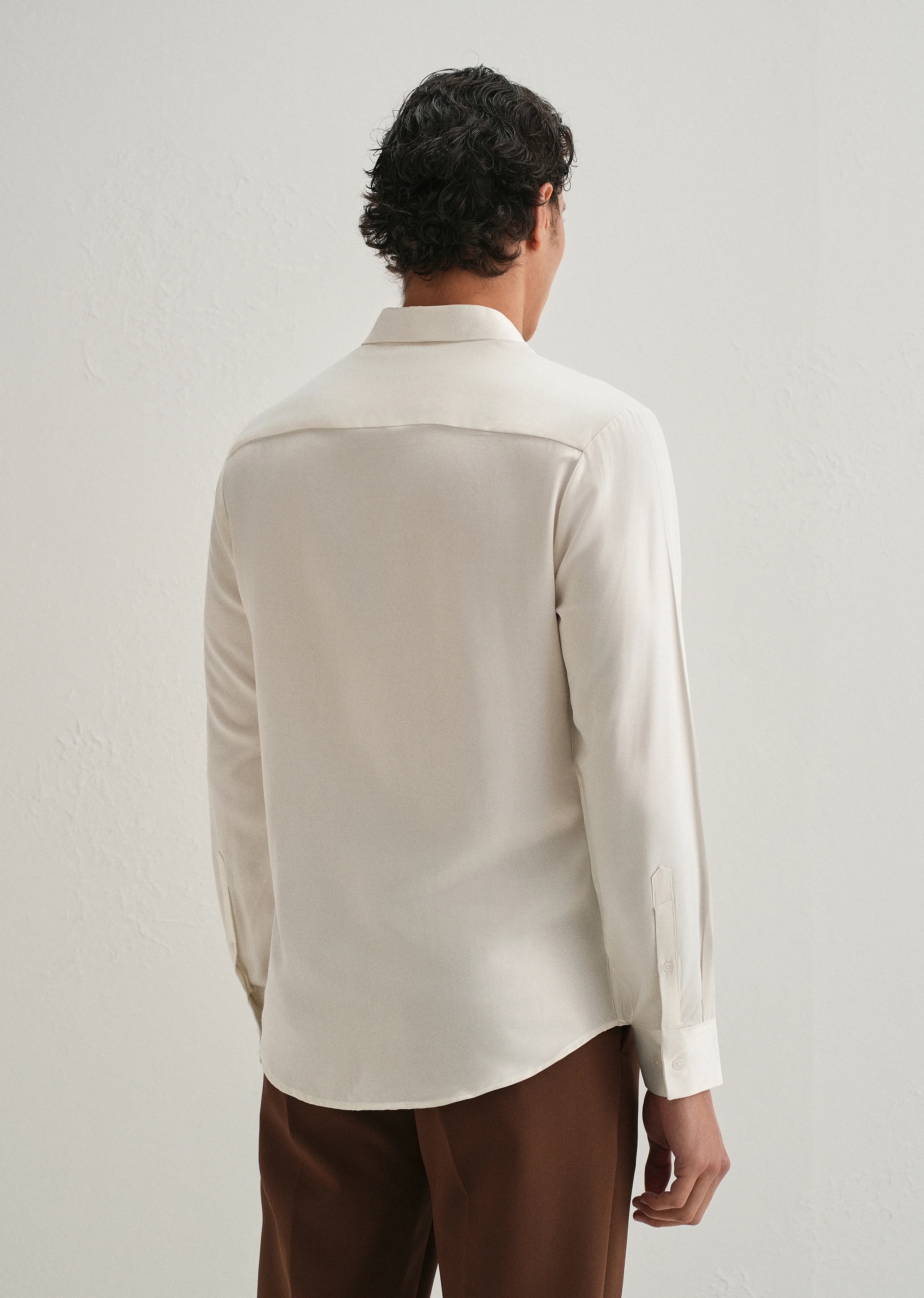 White Premium Leather-Look Satin Finish Shirt - Image 2
