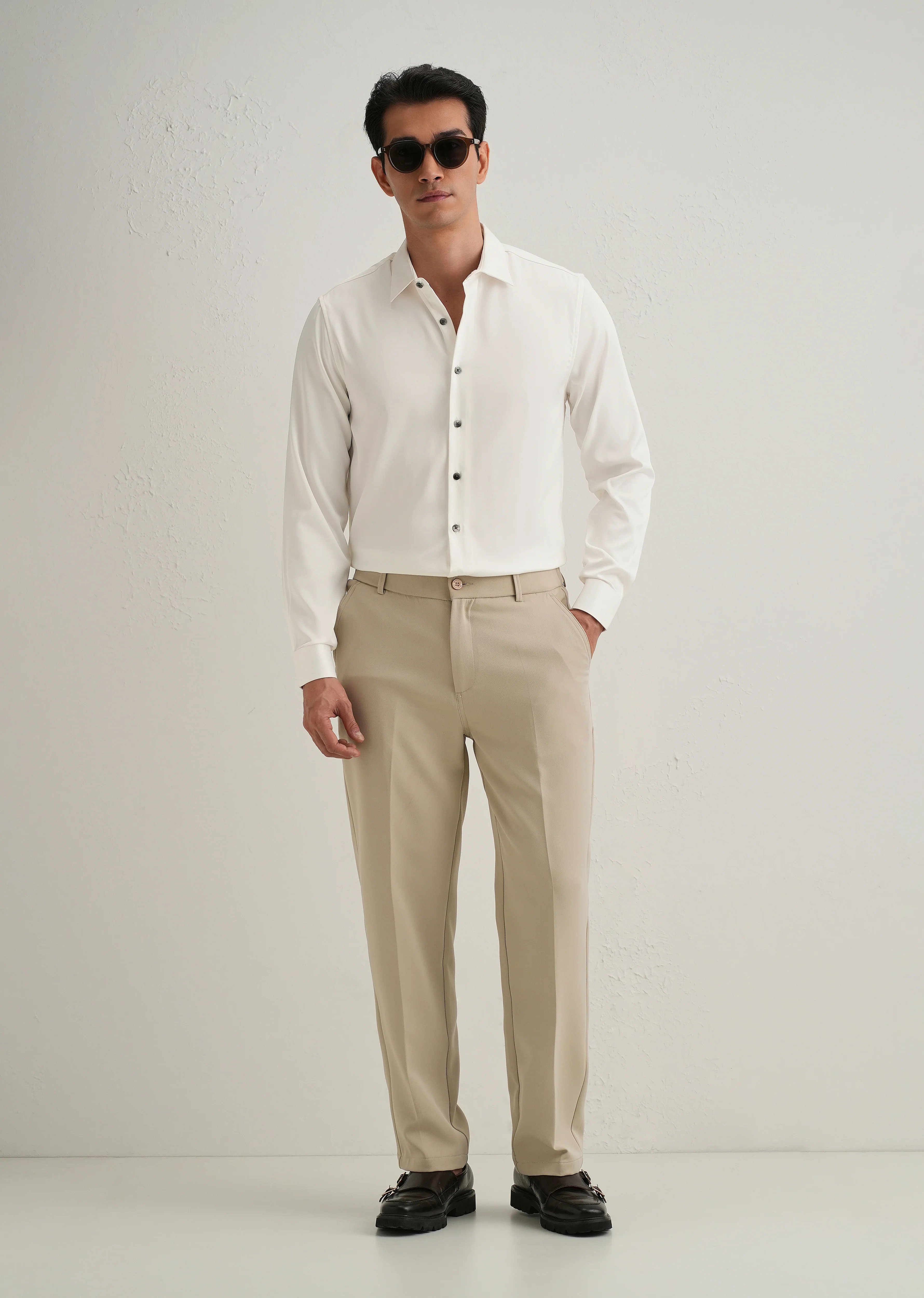 White Premium Satin-Finish Plain Shirt - Image 6