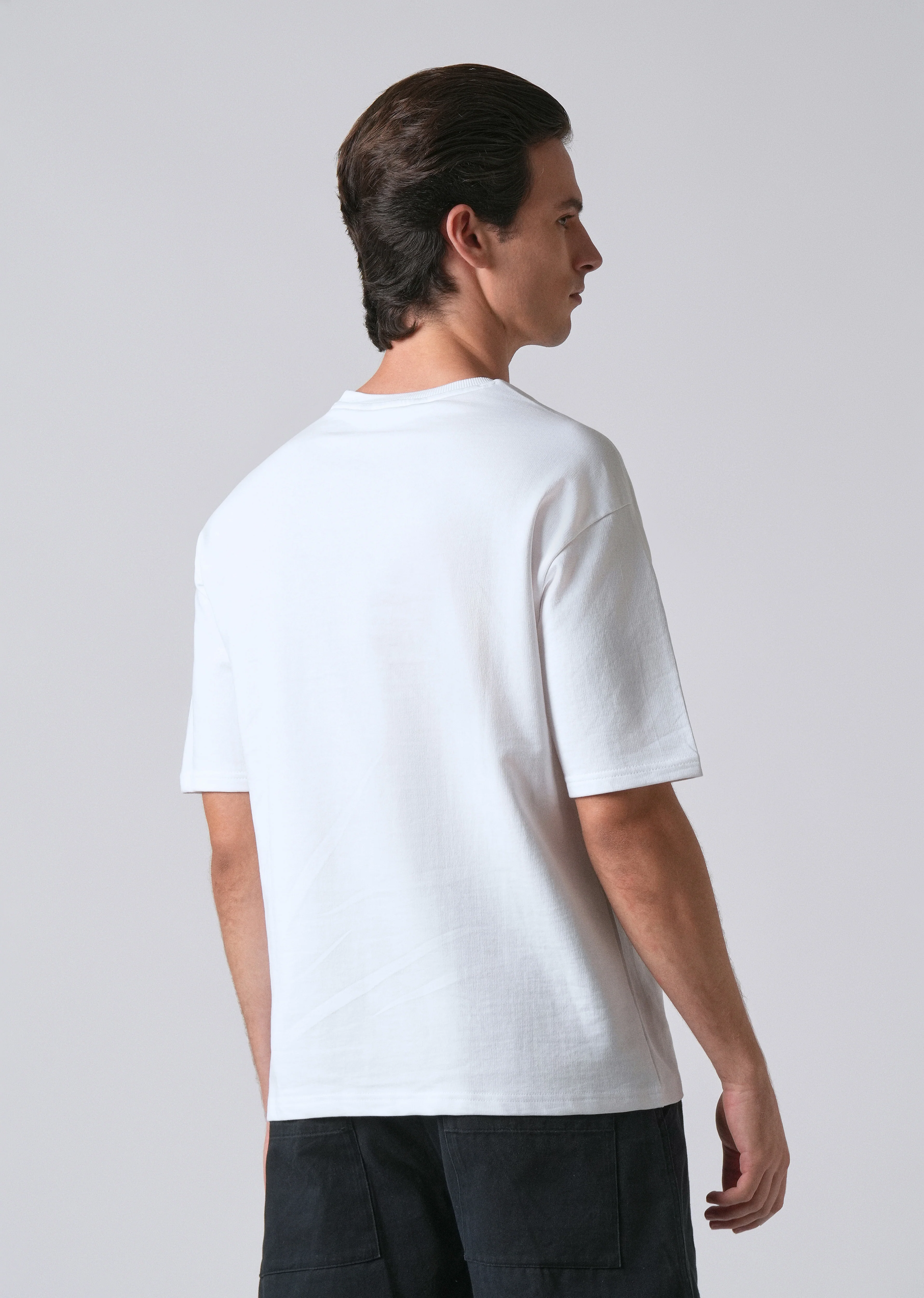 White Print Relaxed Fit T- shirt - Image 2