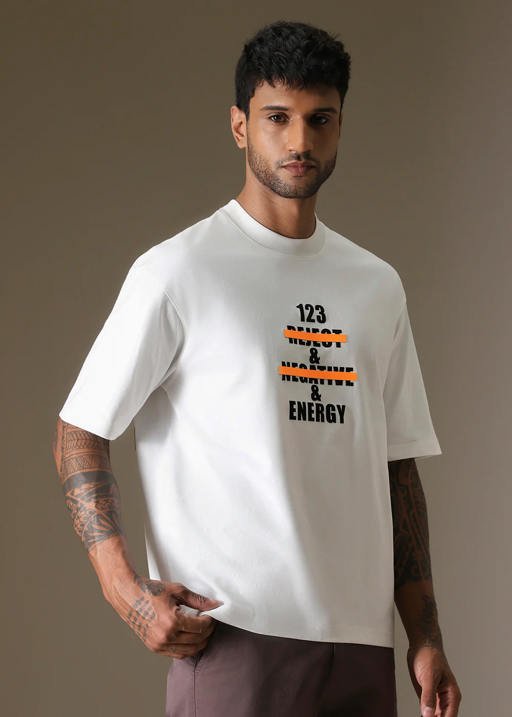 White Printed Oversized T-shirt - Image 5