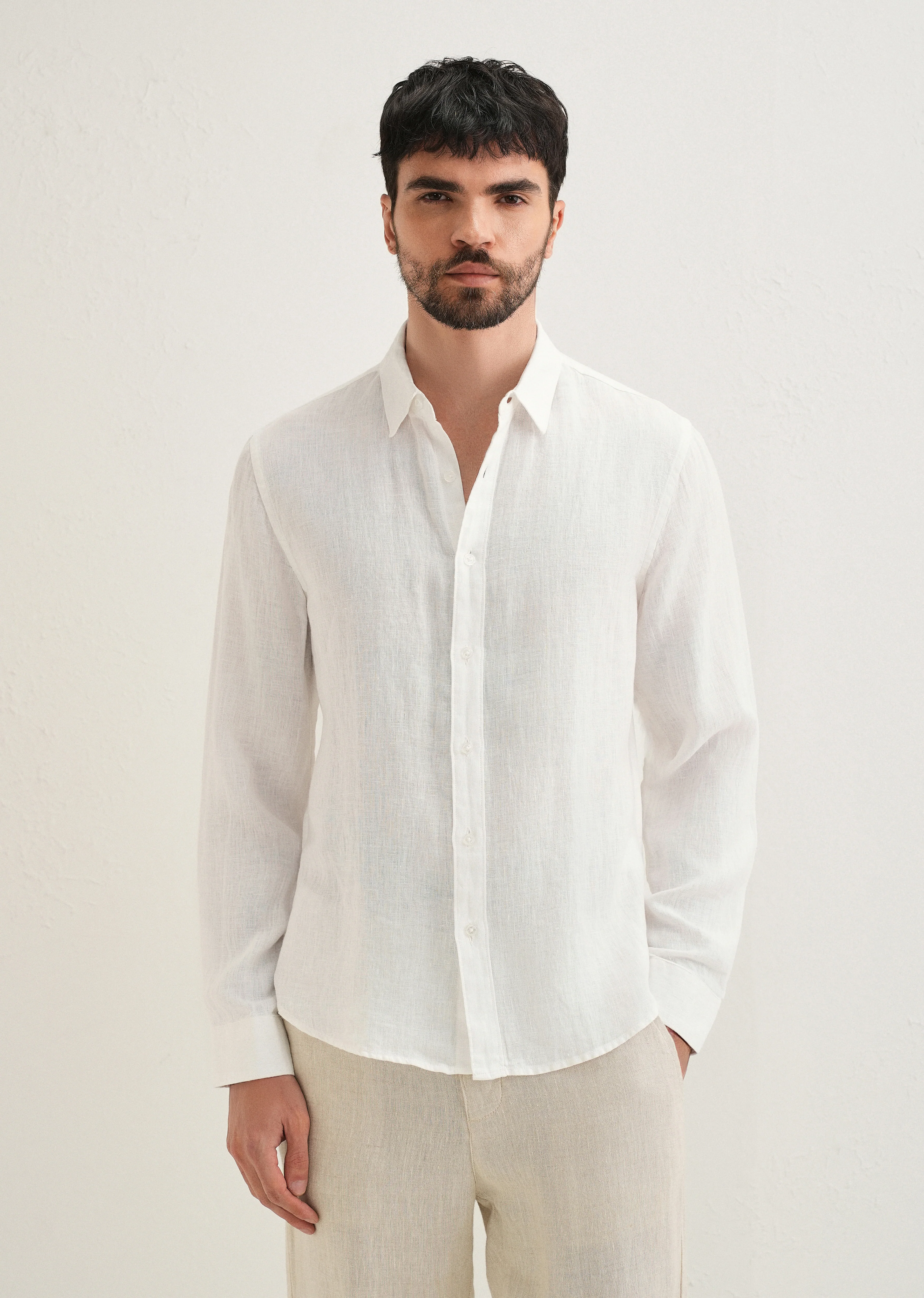 White Pure Linen Shirt - Image 4