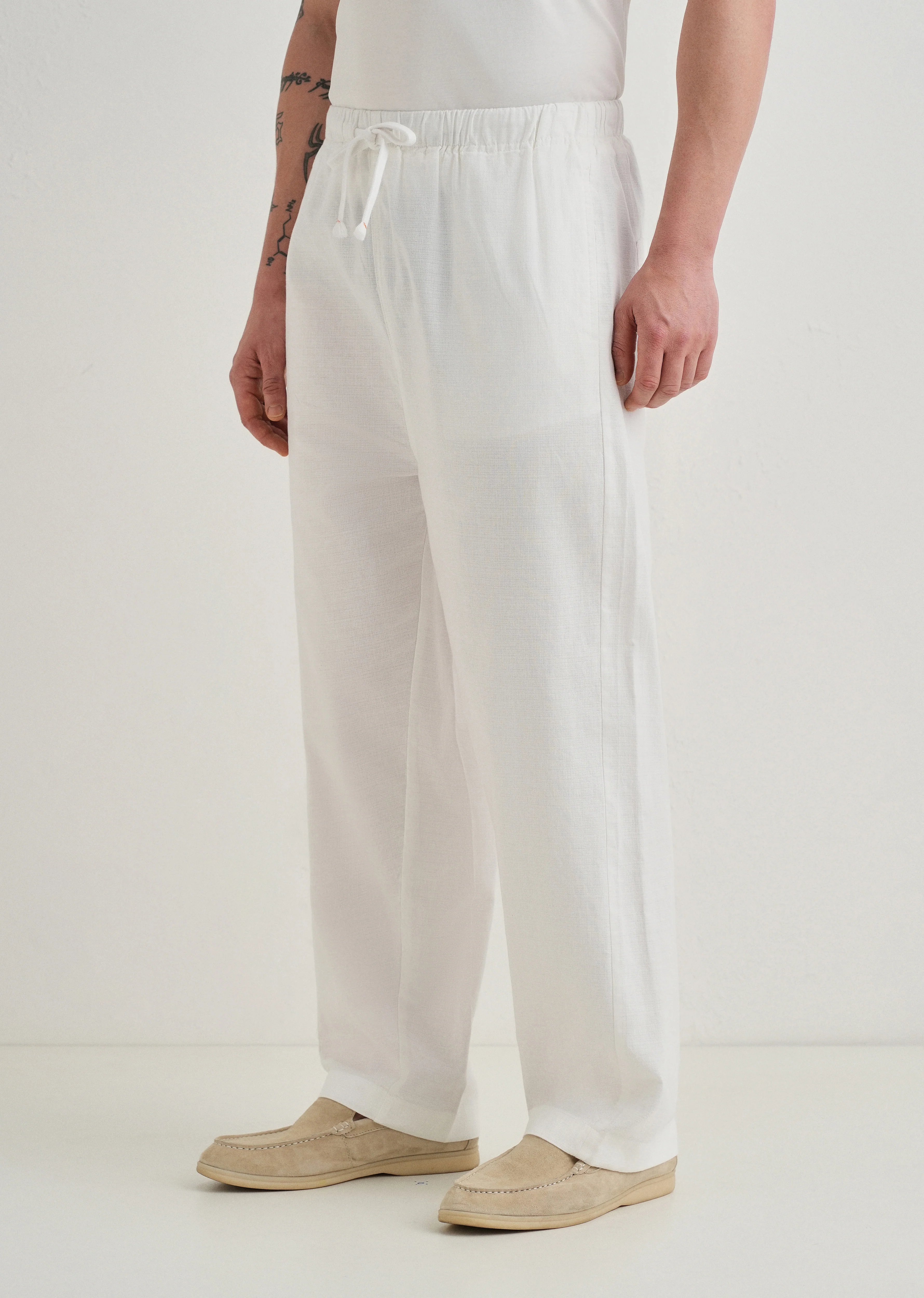 White Relaxed Fit Cotton Trouser - Image 5