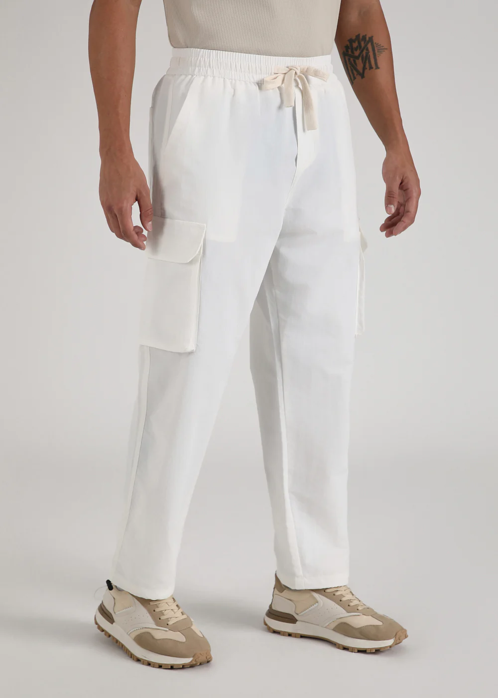 White Relaxed Fit Cargo Pant - Image 6
