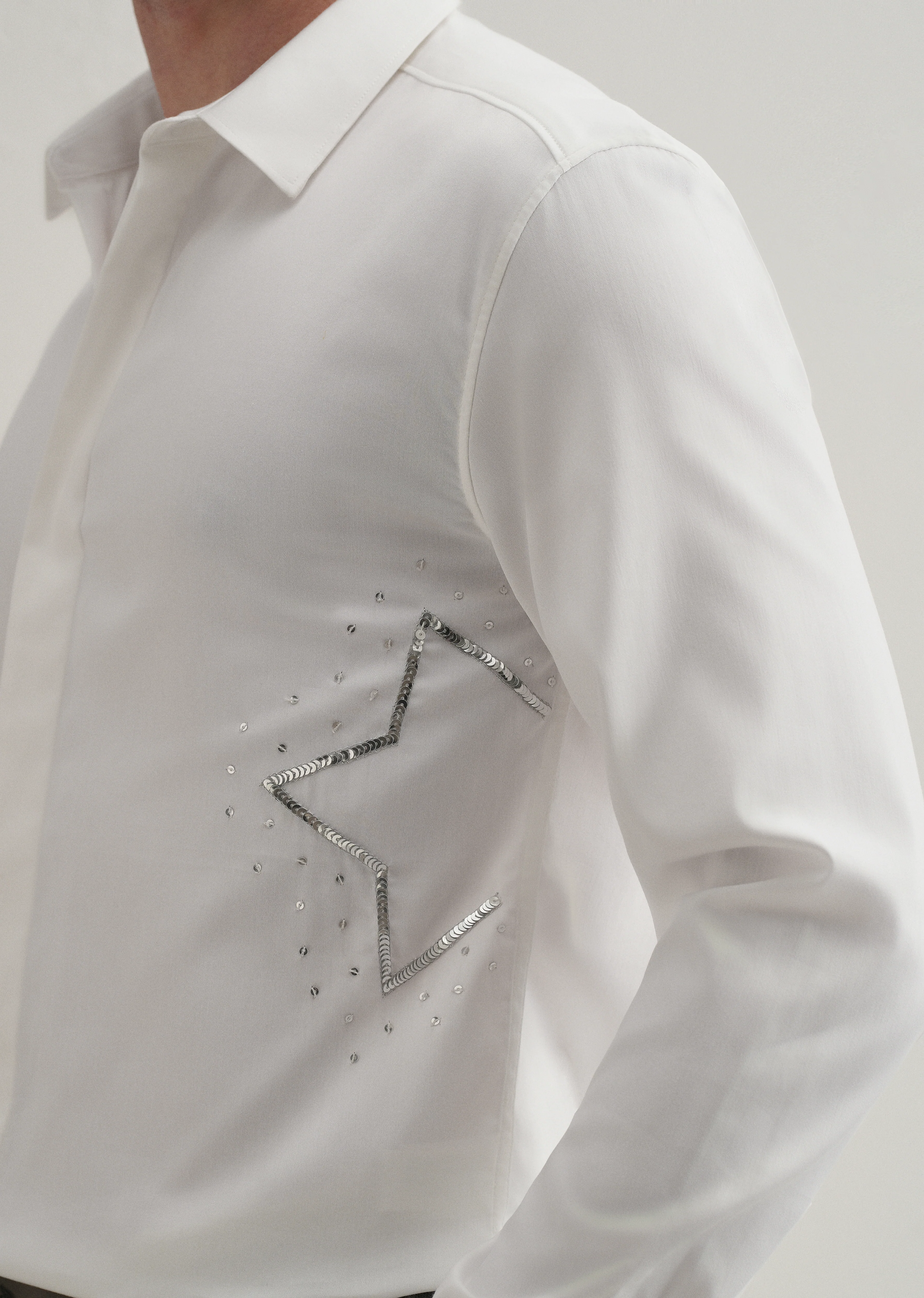 White Sequence Star Designer Shirt - Image 2