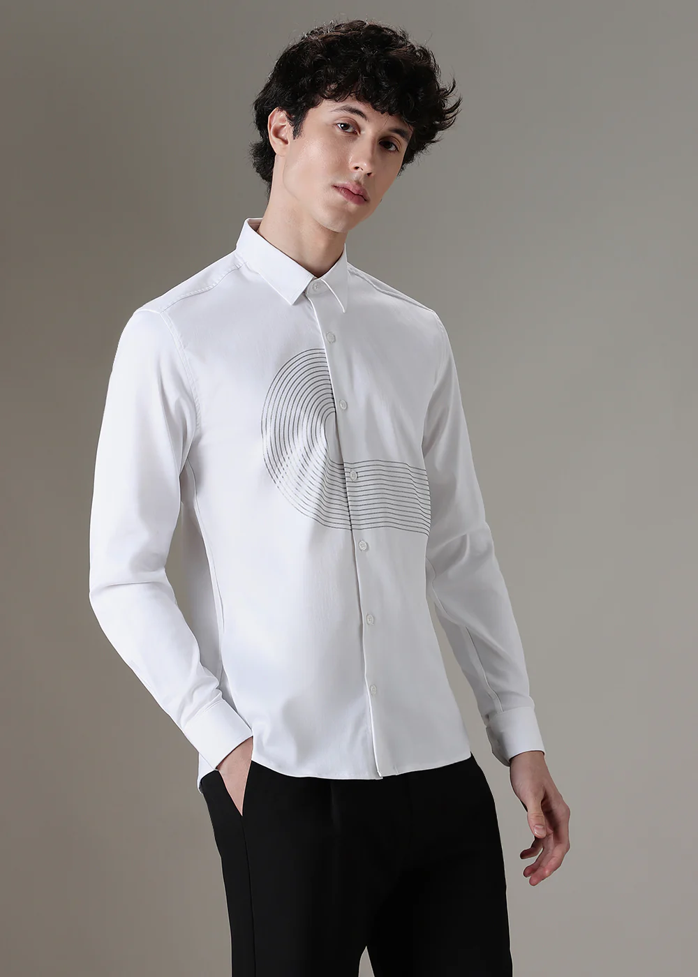White Silver Foil Designer Shirt - Image 5