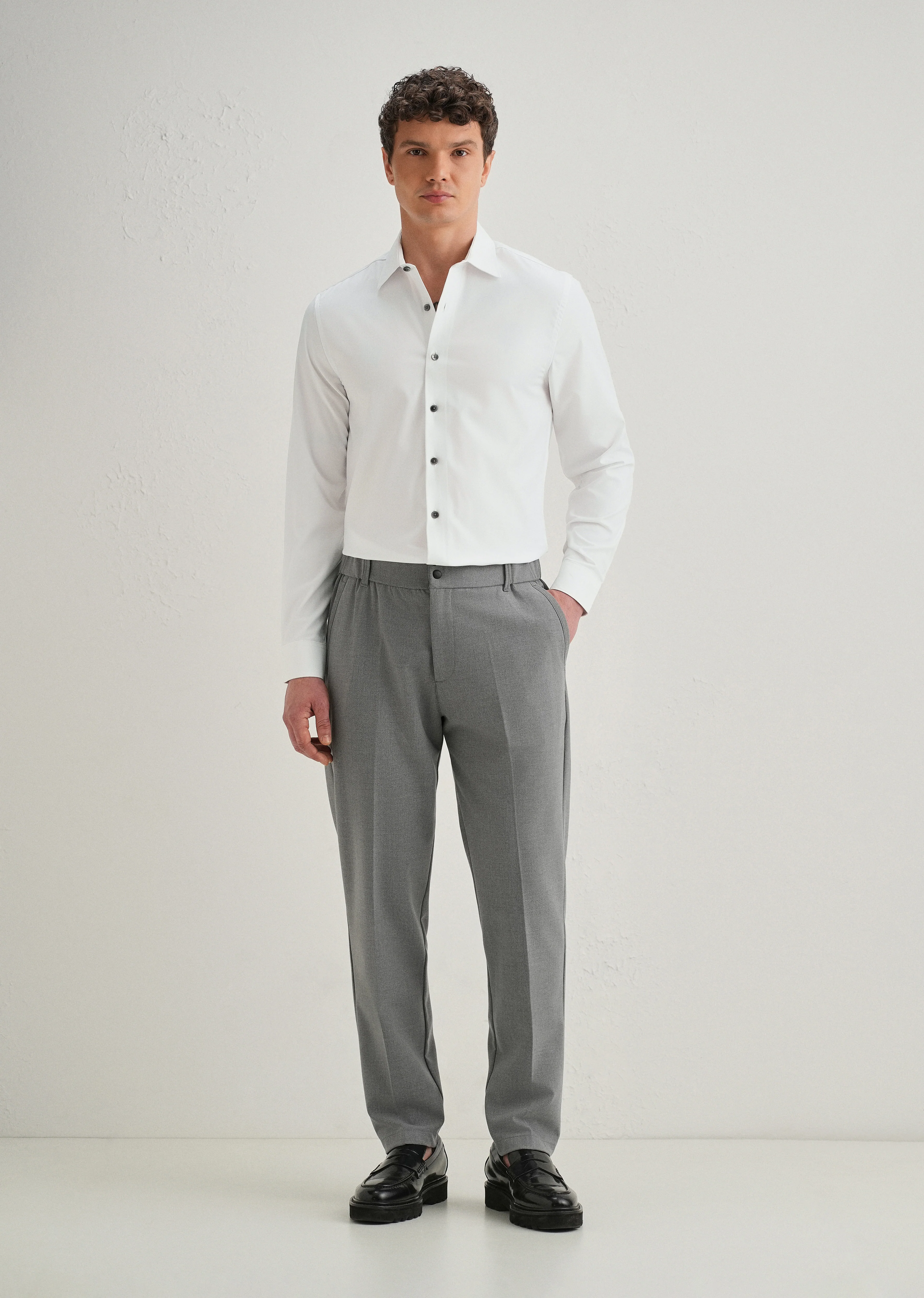 White Stitchless Placket Premium Wrinkle-Free Shirt - Image 6