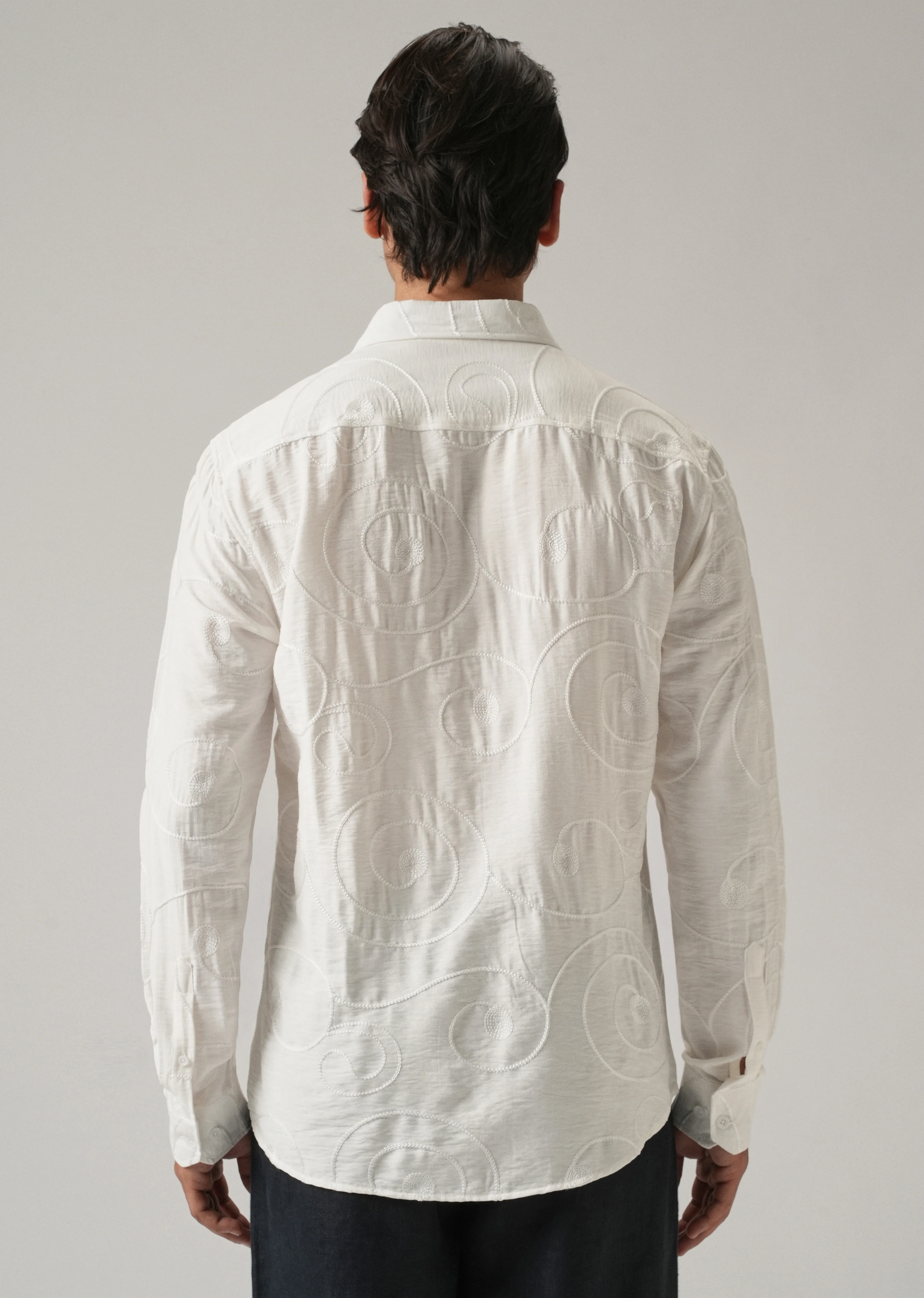 White Swirl Embroidery Shirt - Image 2
