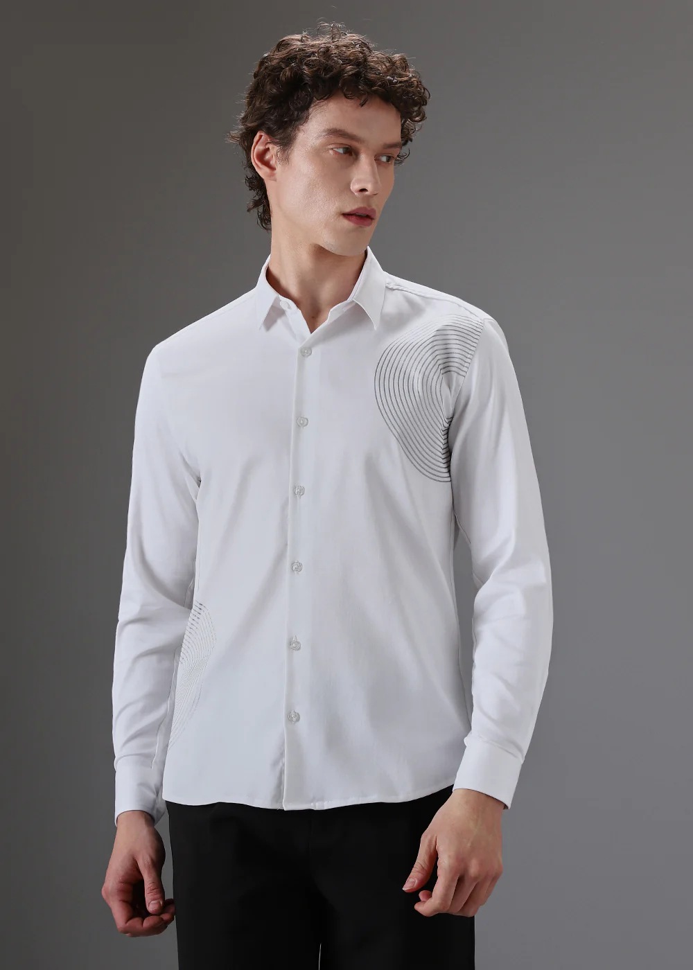 White Symmetric Foil Designer Shirt - Image 3