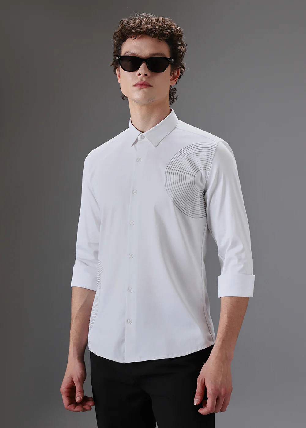 White Symmetric Foil Designer Shirt - Image 5
