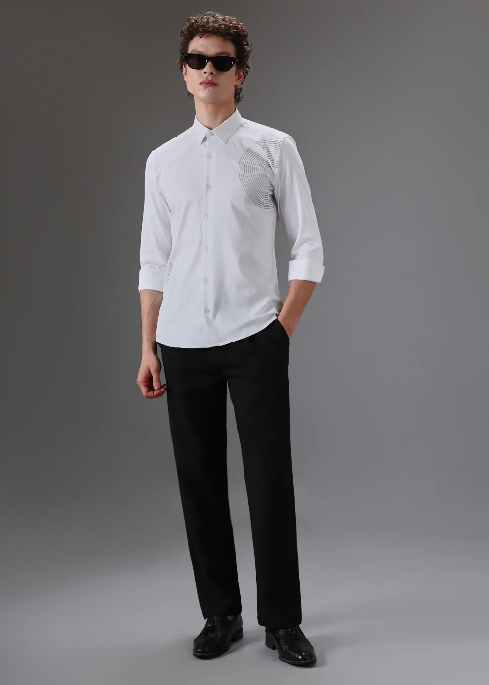 White Symmetric Foil Designer Shirt - Image 7