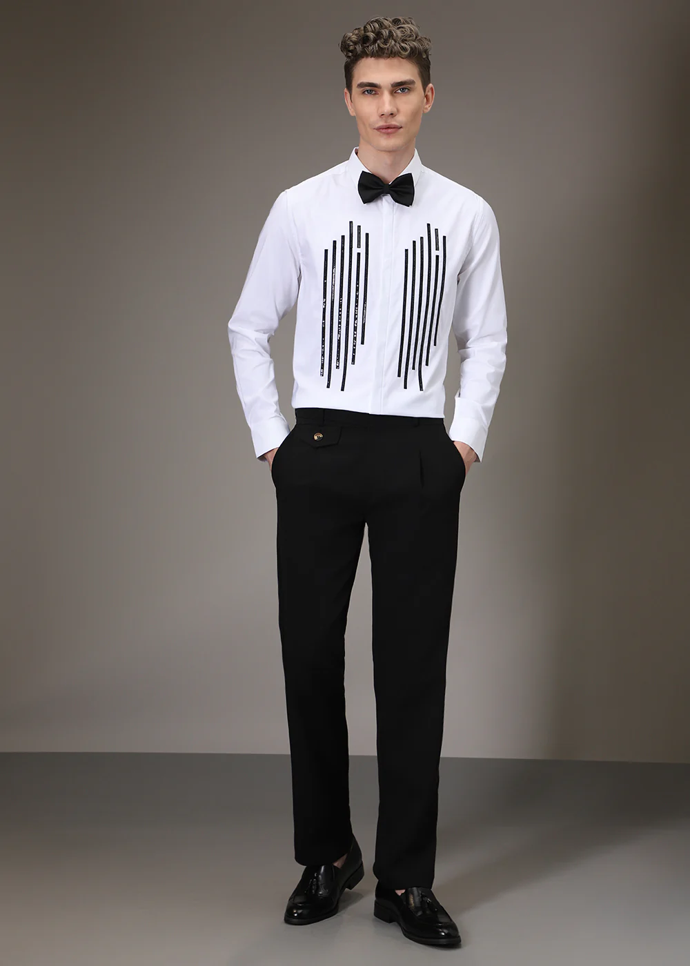 White Symmetry Striped Designer Shirt - Image 6