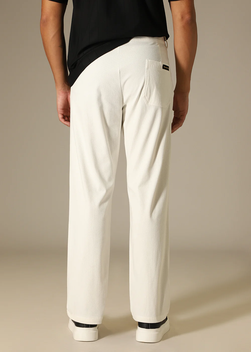 White Textured Corduroy Pant - Image 4