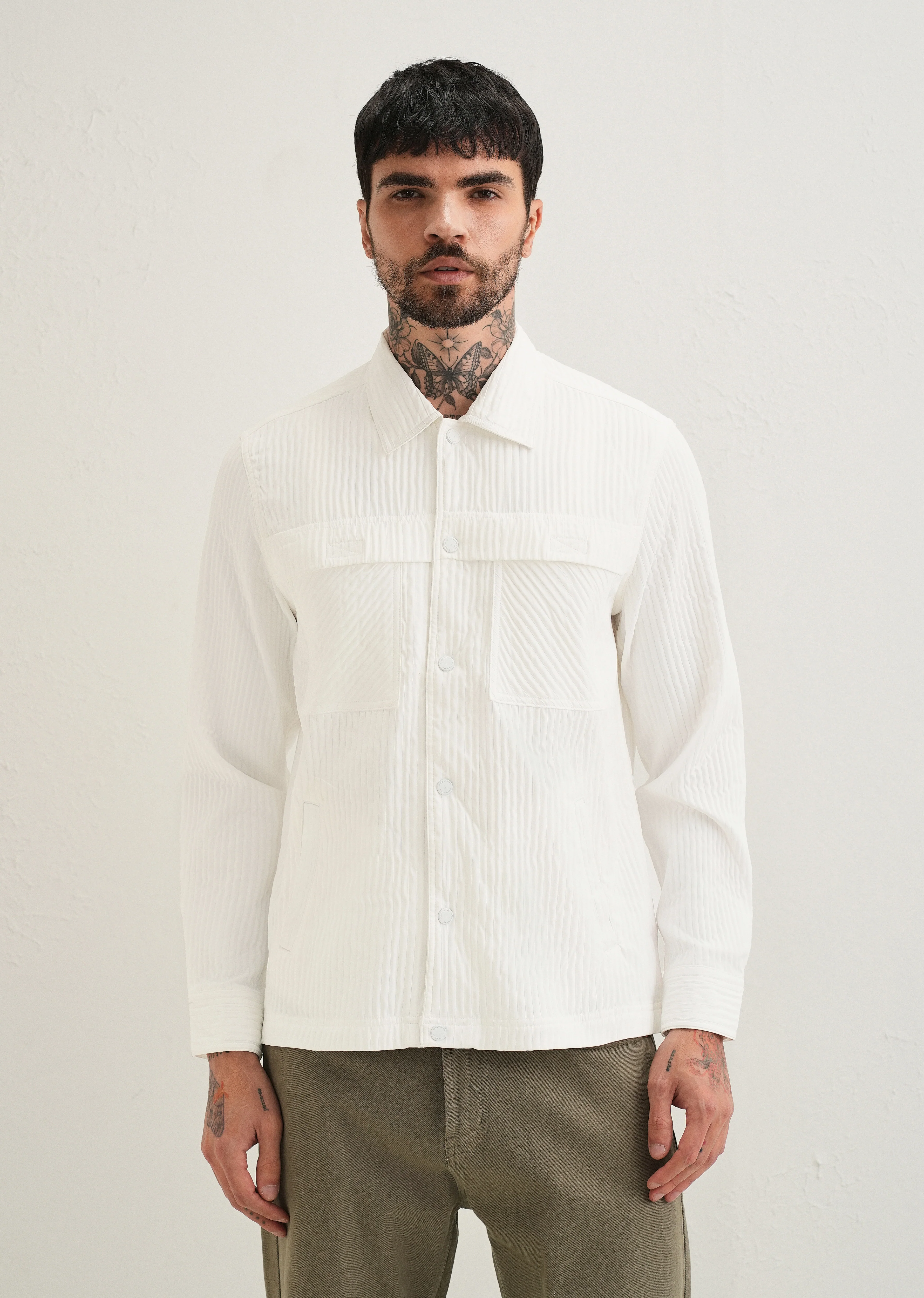 White Textured Utility Shacket - Image 4