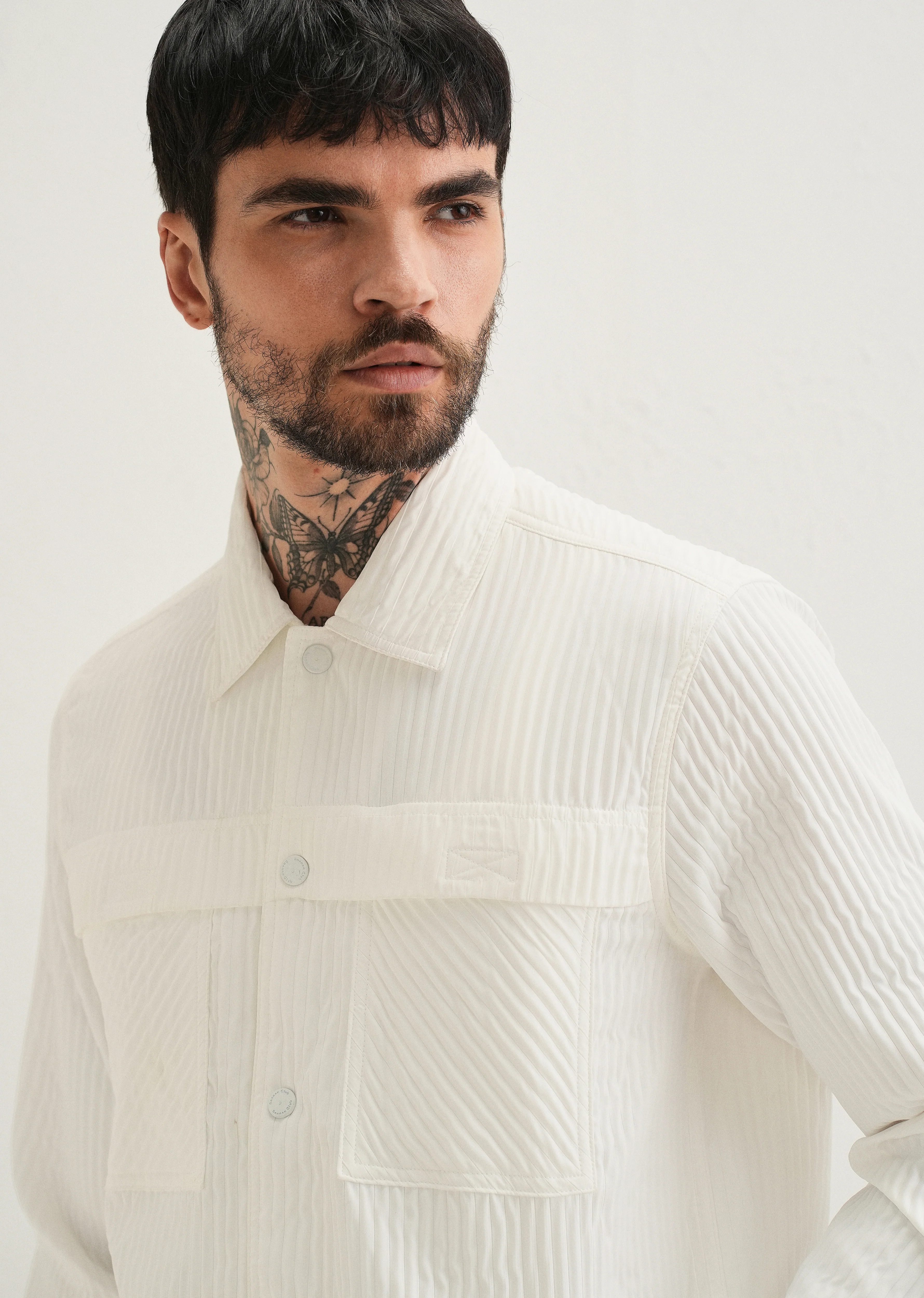 White Textured Utility Shacket - Image 7