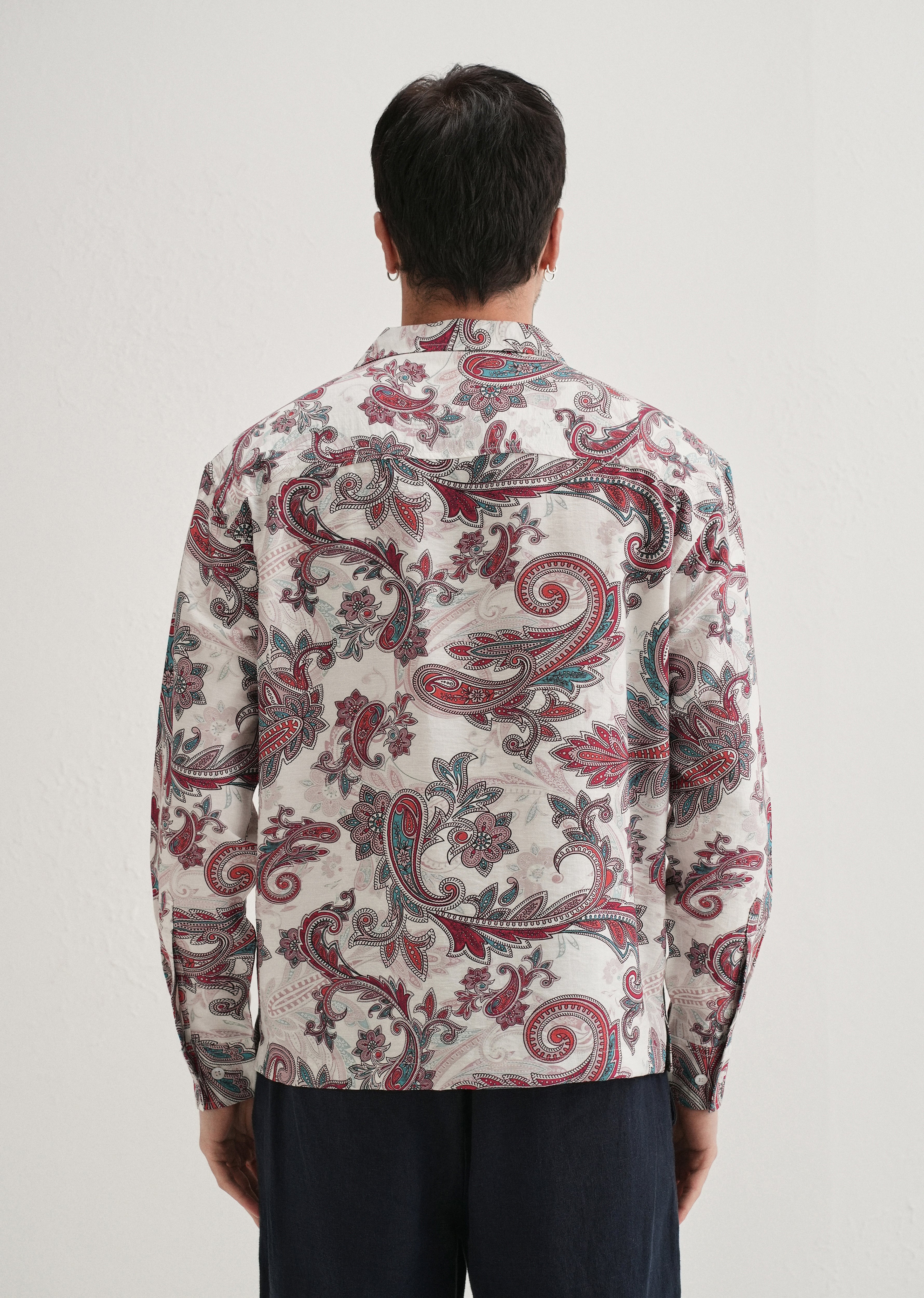 White Vintage Rose Paisley Printed Shirt - Image 2