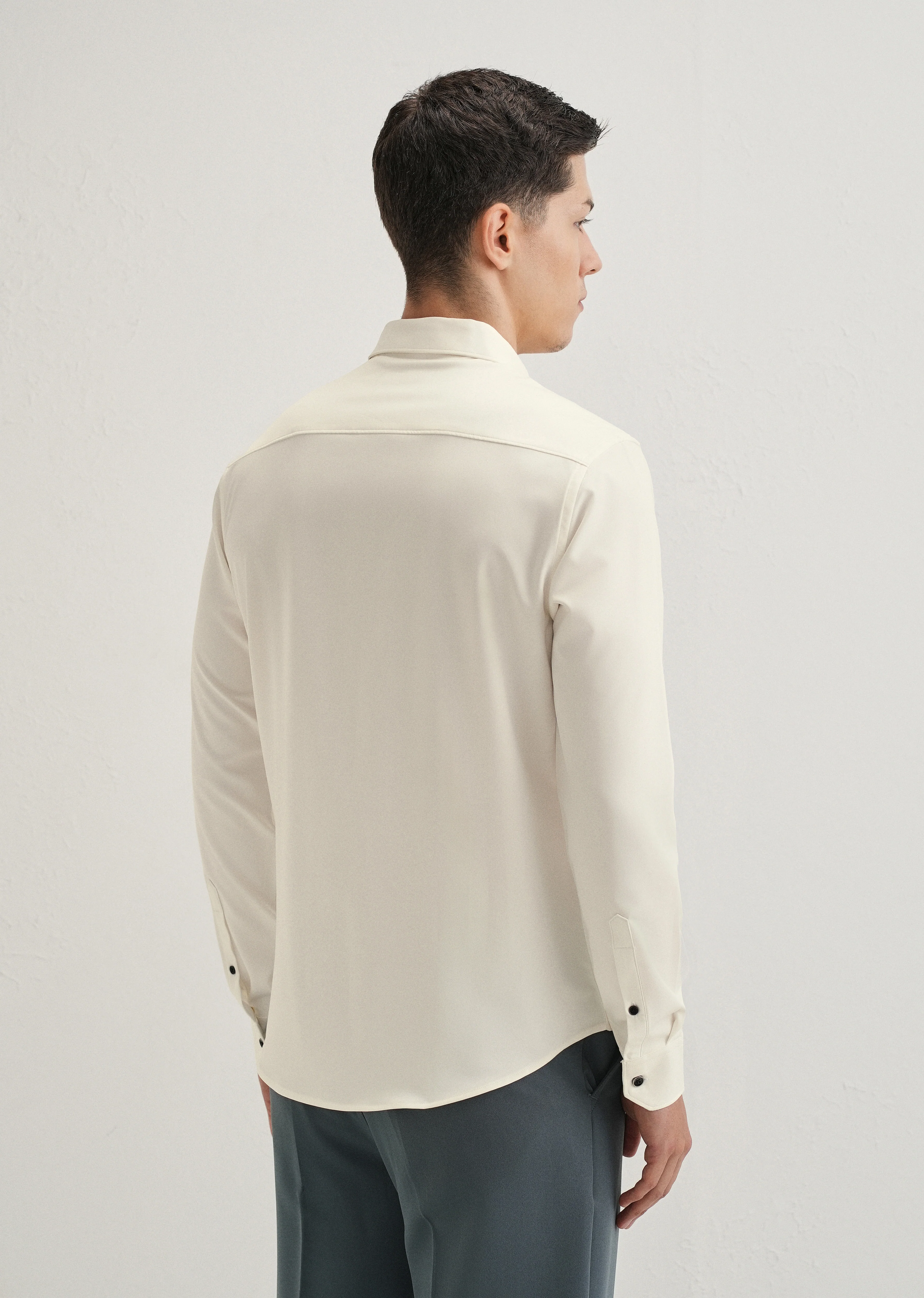White Wrinkle Free Plain Shirt - Image 2