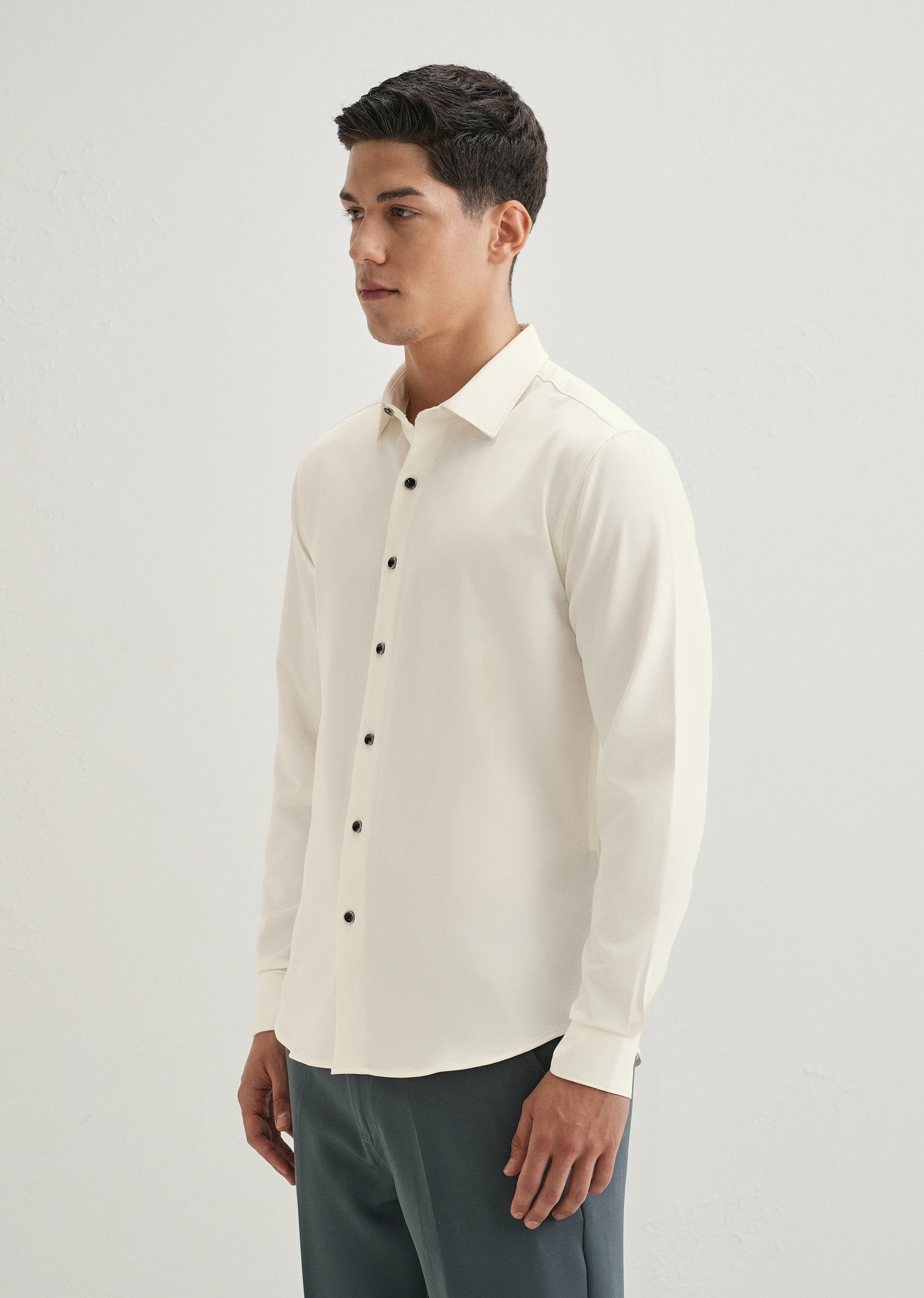 White Wrinkle Free Plain Shirt - Image 4