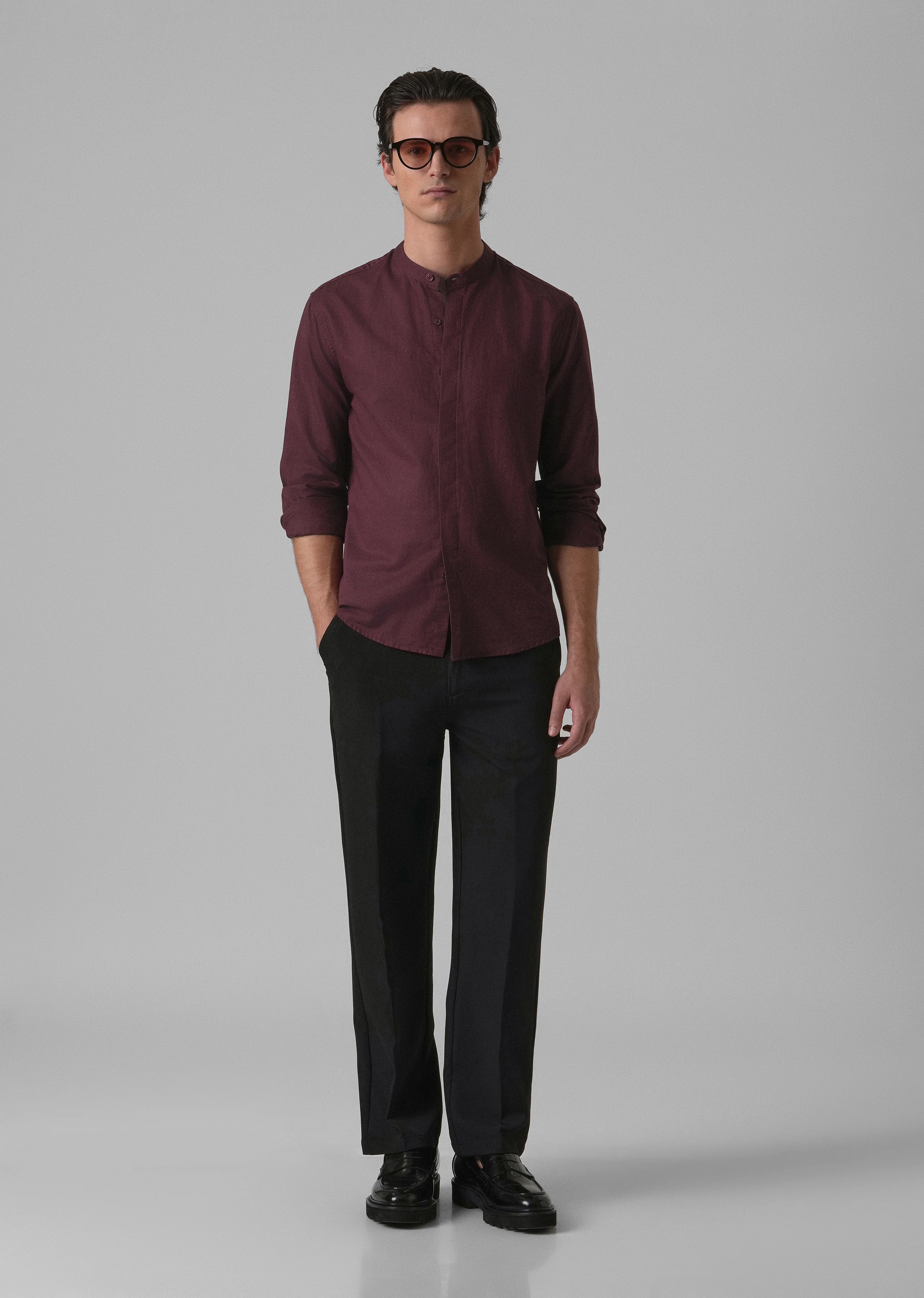 Wine Cotton Linen Shirt - Image 6