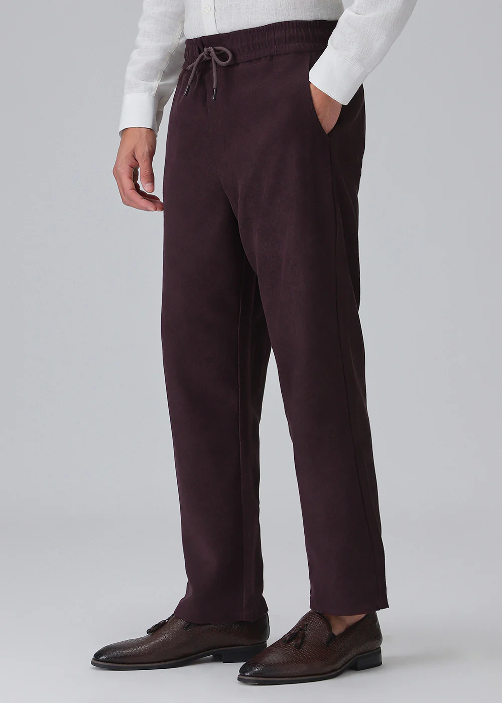 Wine Maroon Thin-Corduroy Trousers - Image 4