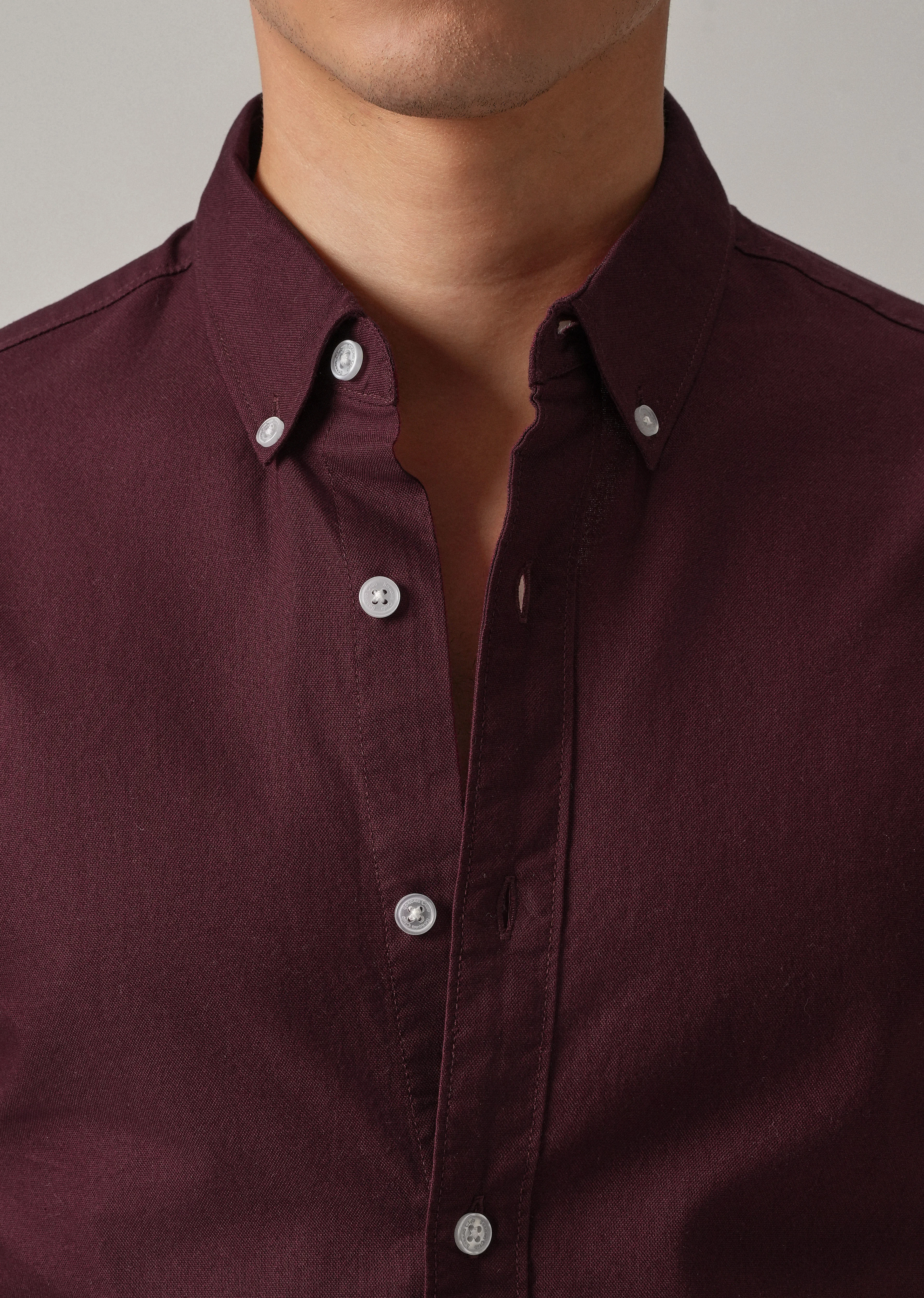 Wine Plain Elbow Patch Oxford Shirt - Image 6