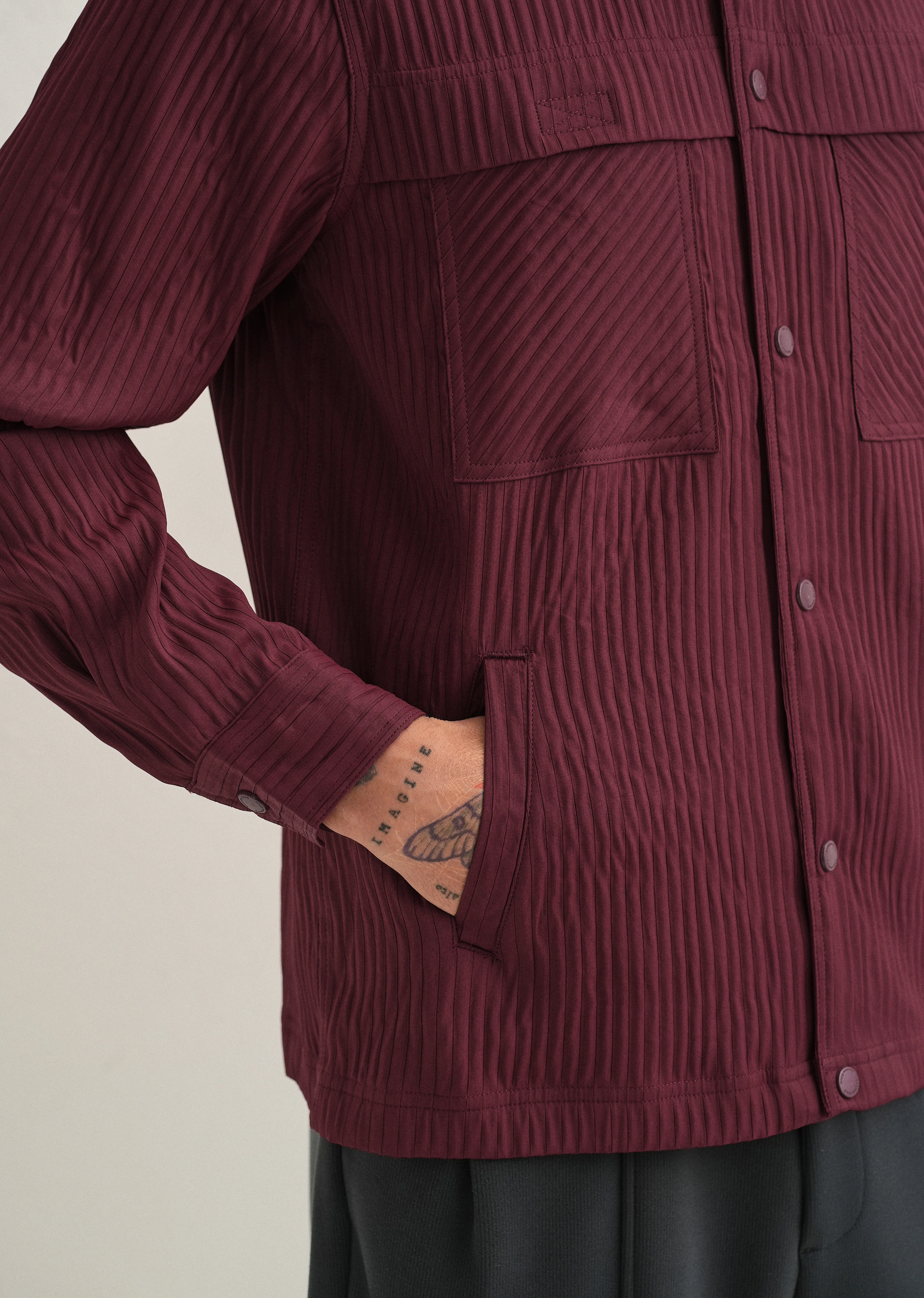 Wine Textured Utility Shacket - Image 3