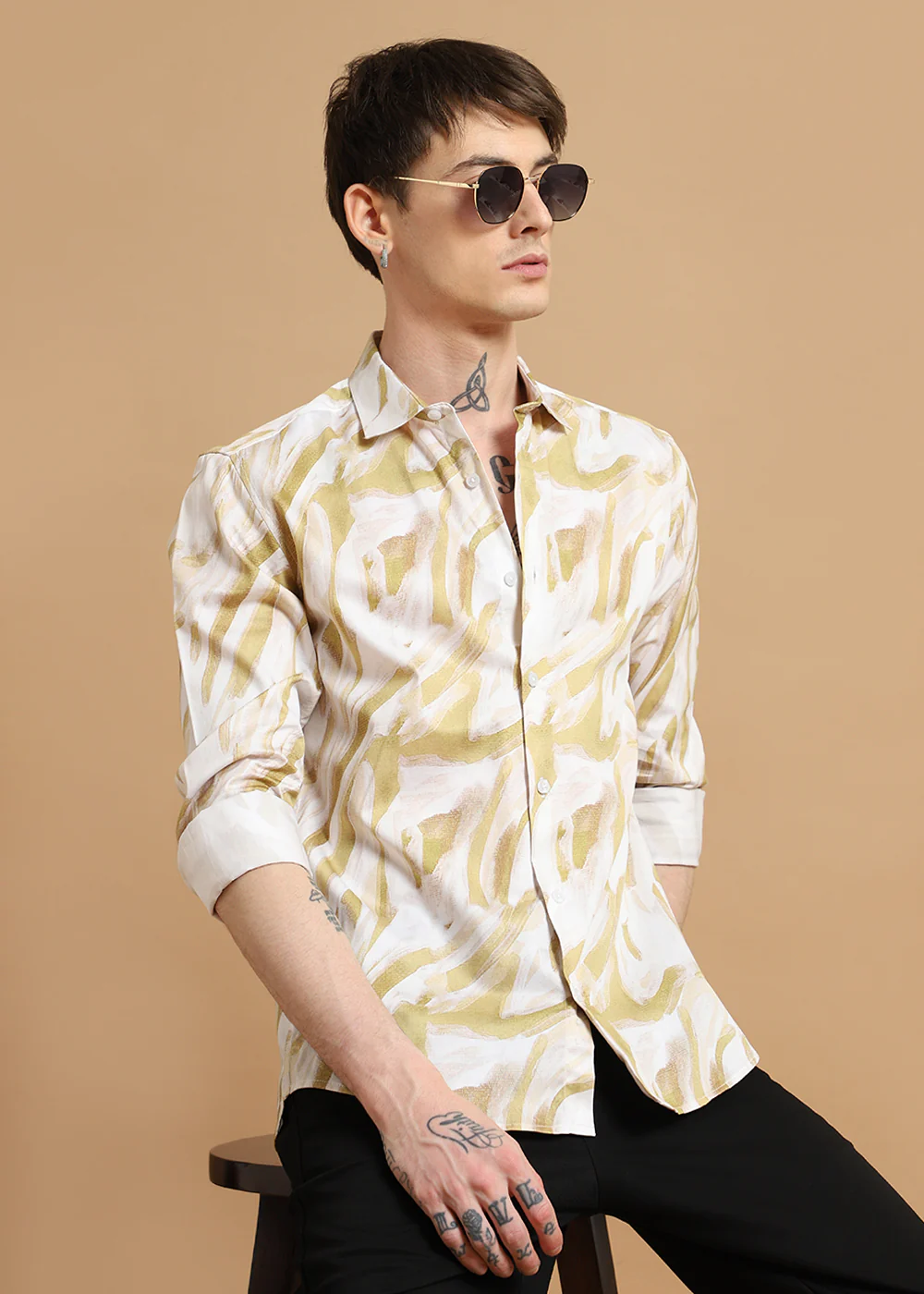 Yellow Marble Printed shirt - Image 4