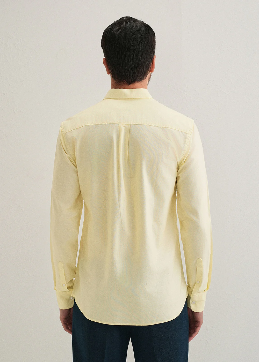 Yellow Plain Cotton Oxford Shirt - Image 2