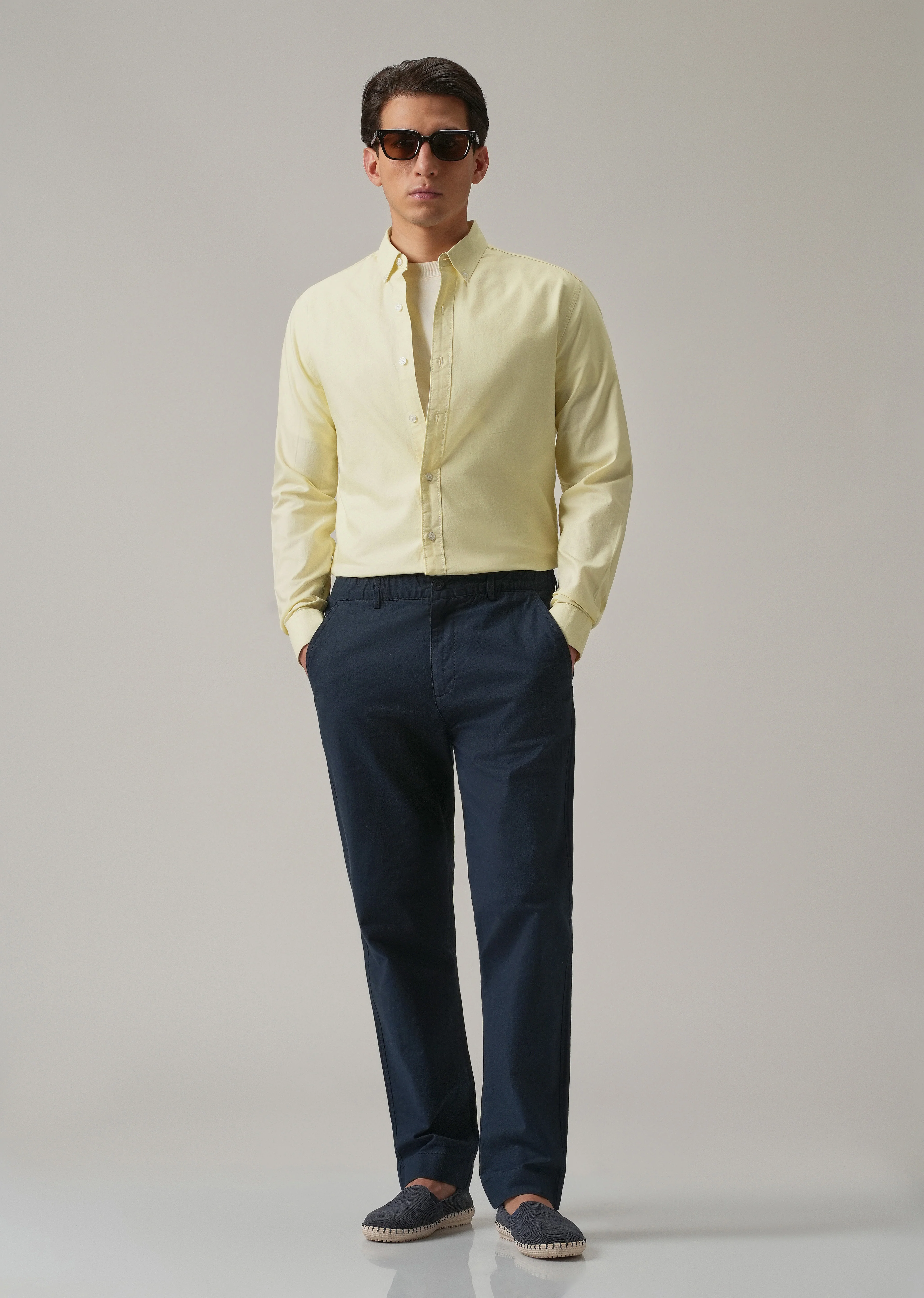 Yellow Plain Elbow Patch Oxford Shirt - Image 8