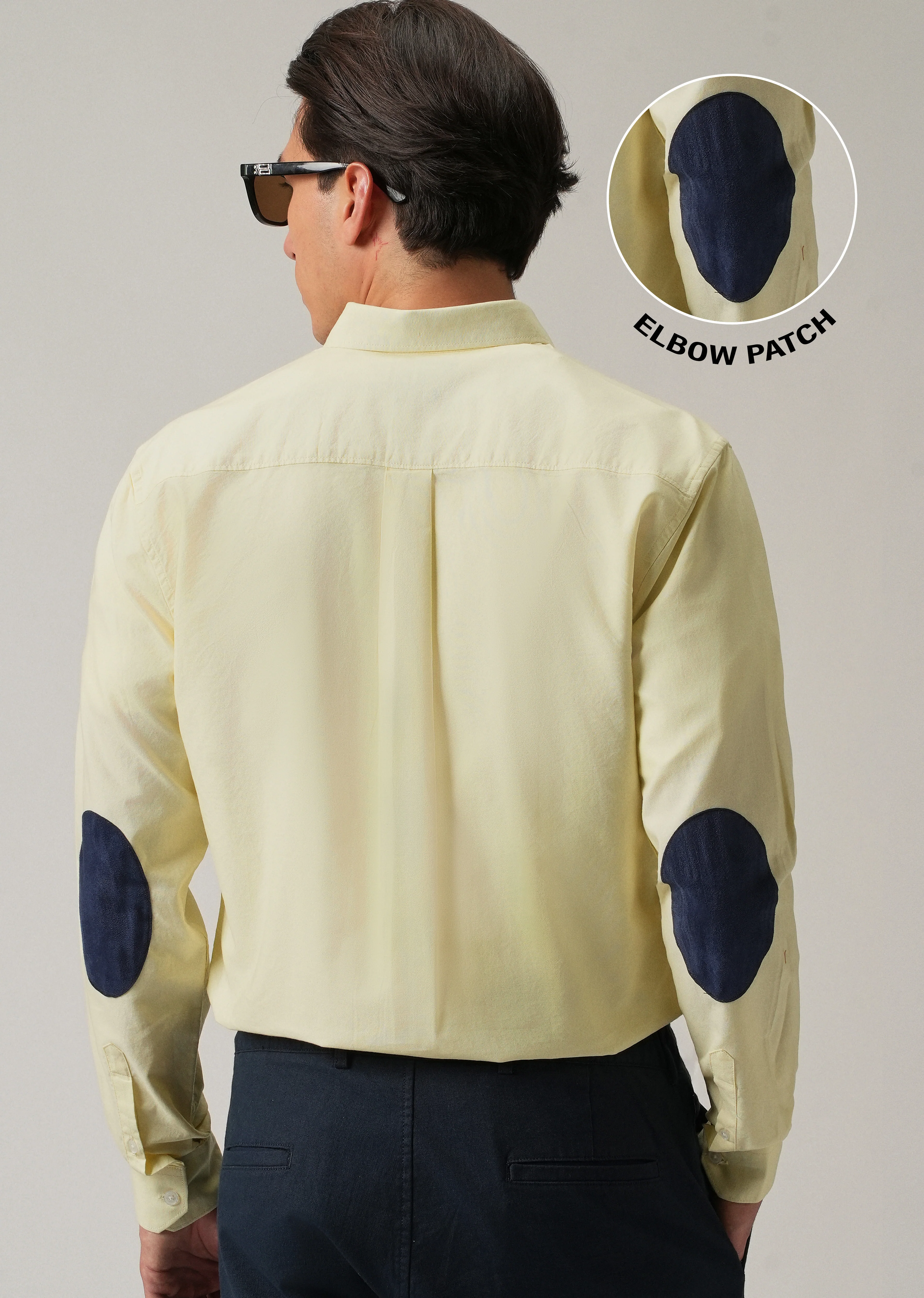 Yellow Plain Elbow Patch Oxford Shirt - Image 9