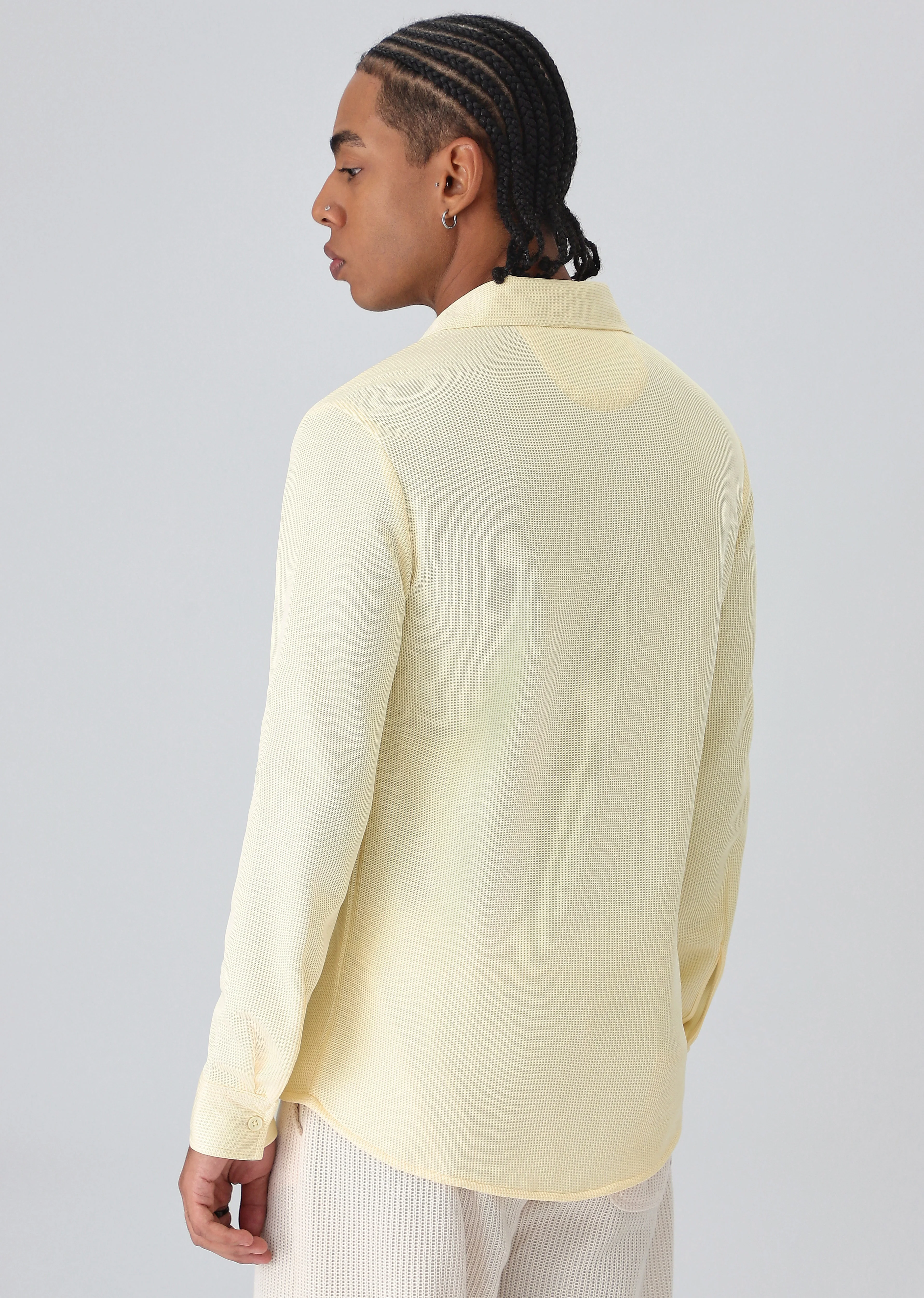 Yellow Plain Knitted Shirt - Image 2