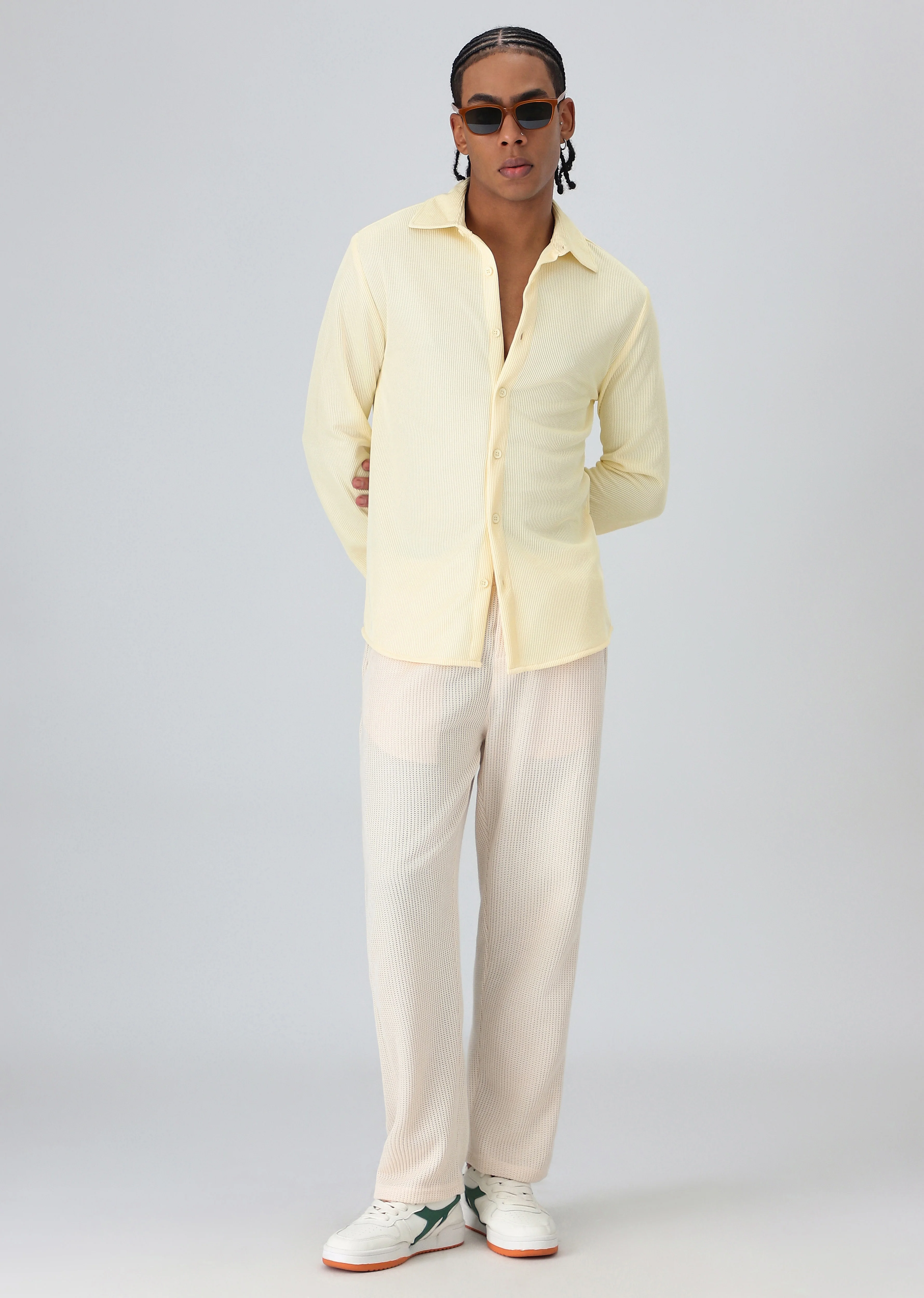 Yellow Plain Knitted Shirt - Image 6