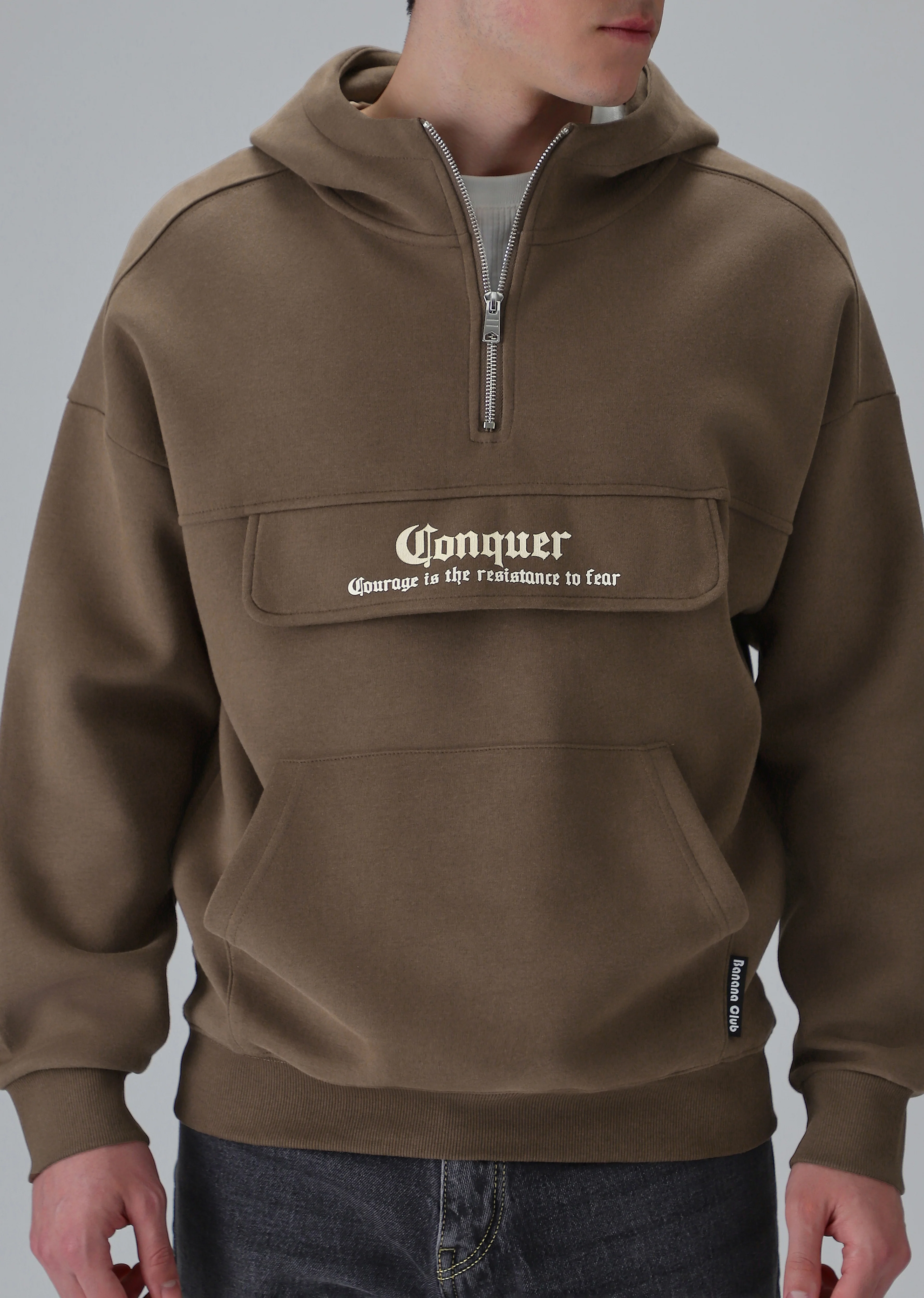 Zipper Style Brown Hoodie - Image 7